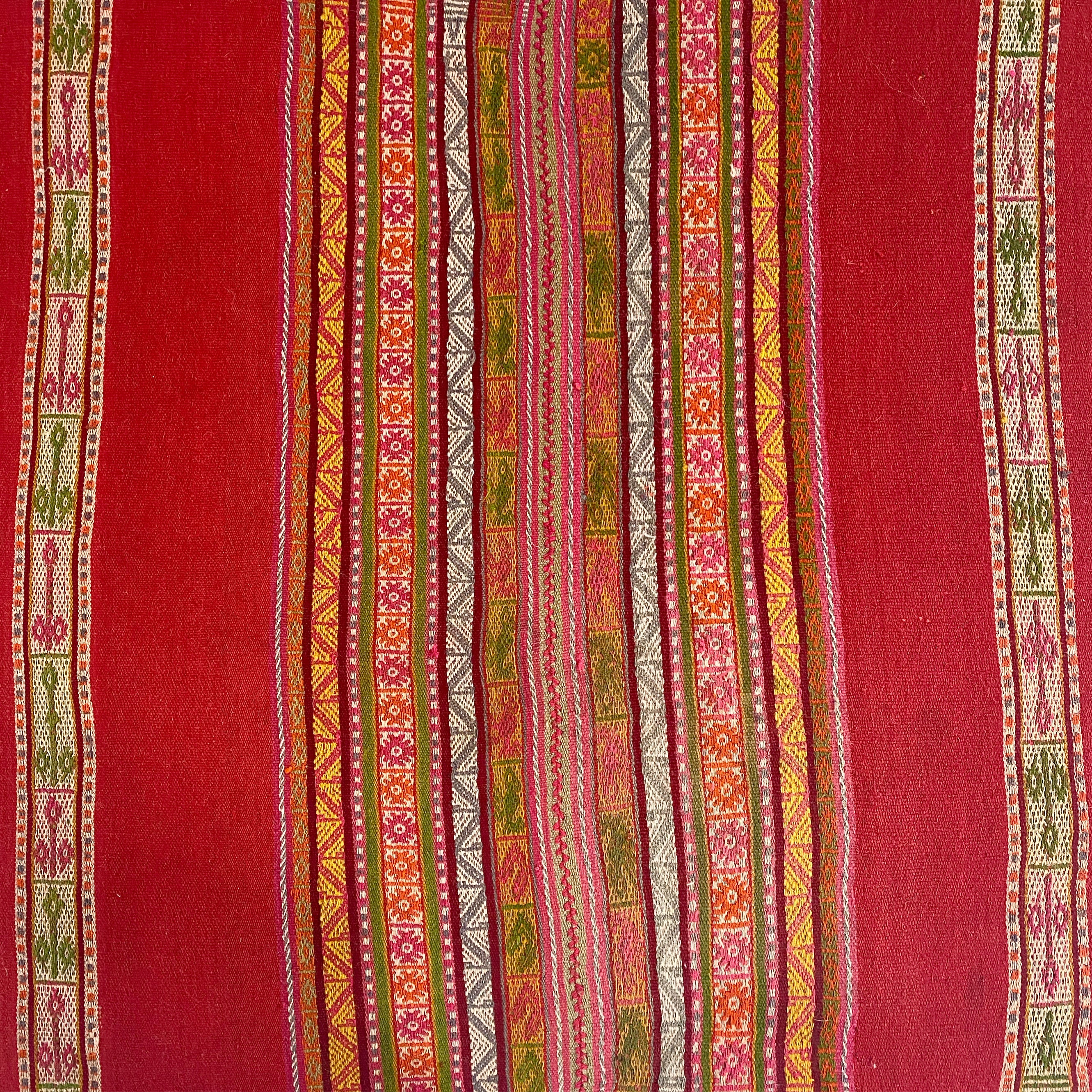 One-of-a-Kind Ottoman with Vintage Peruvian Textile, Red - Image 5