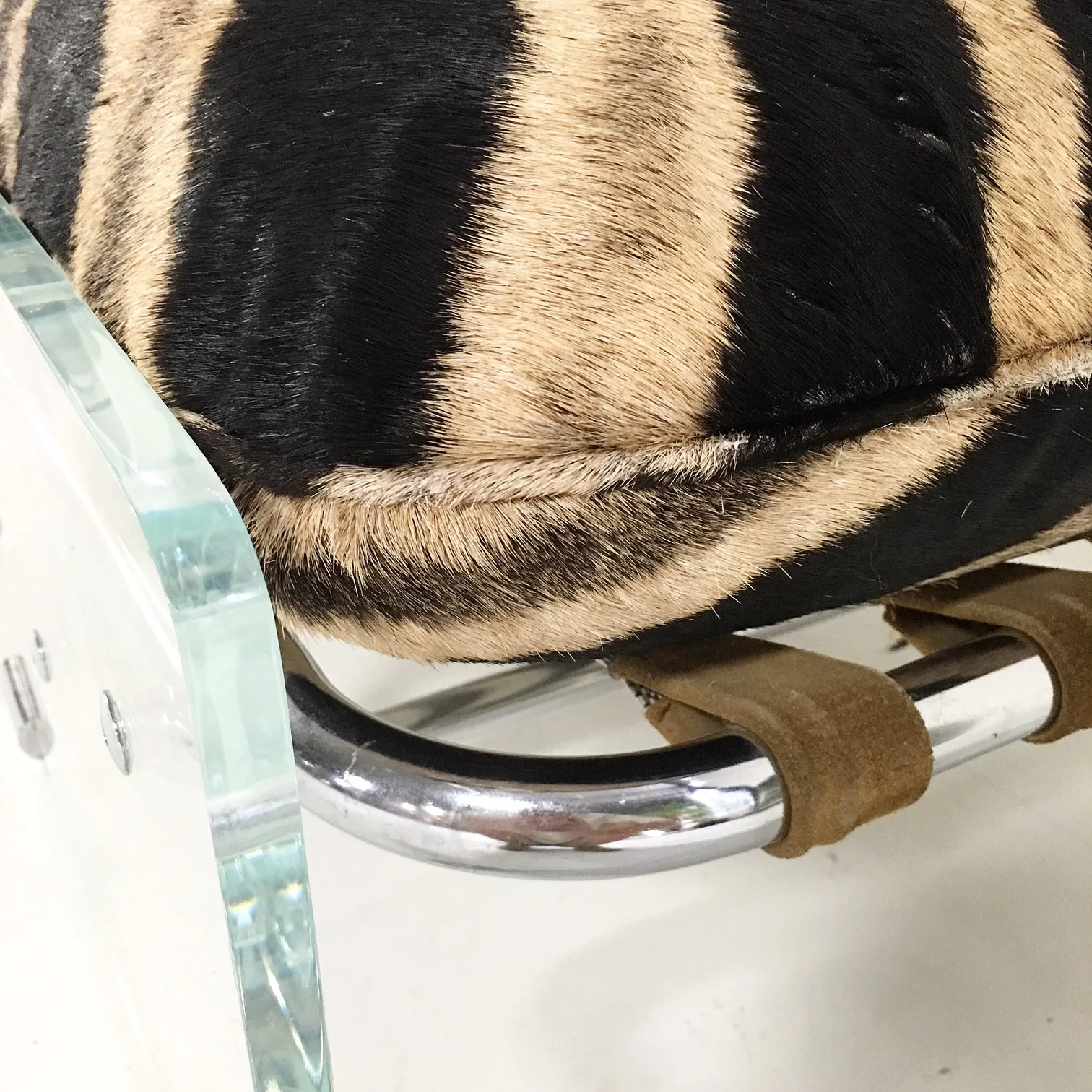 Argenta Lounge Chair and Ottoman in Zebra Hide - Image 12