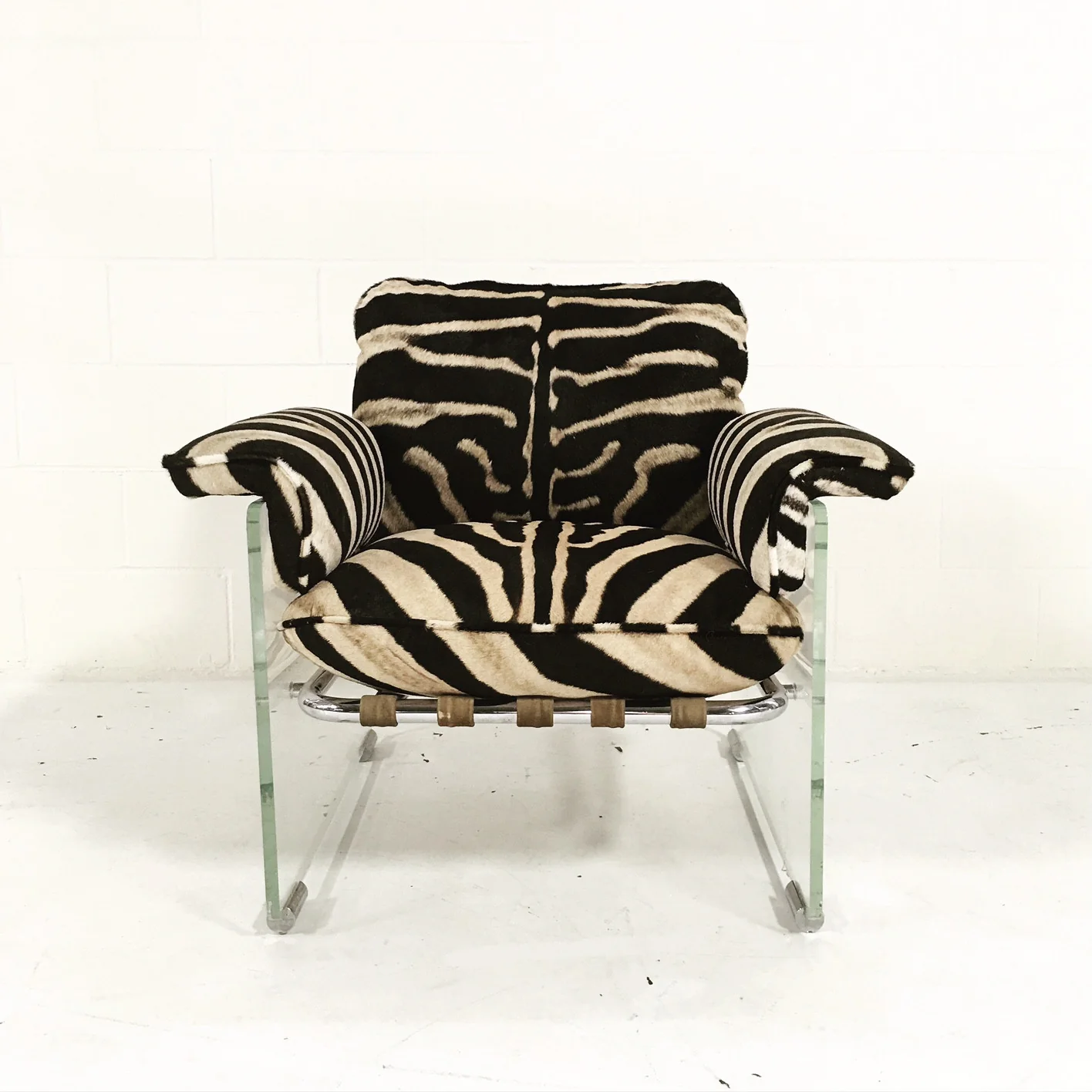 Argenta Lounge Chair and Ottoman in Zebra Hide - Image 4
