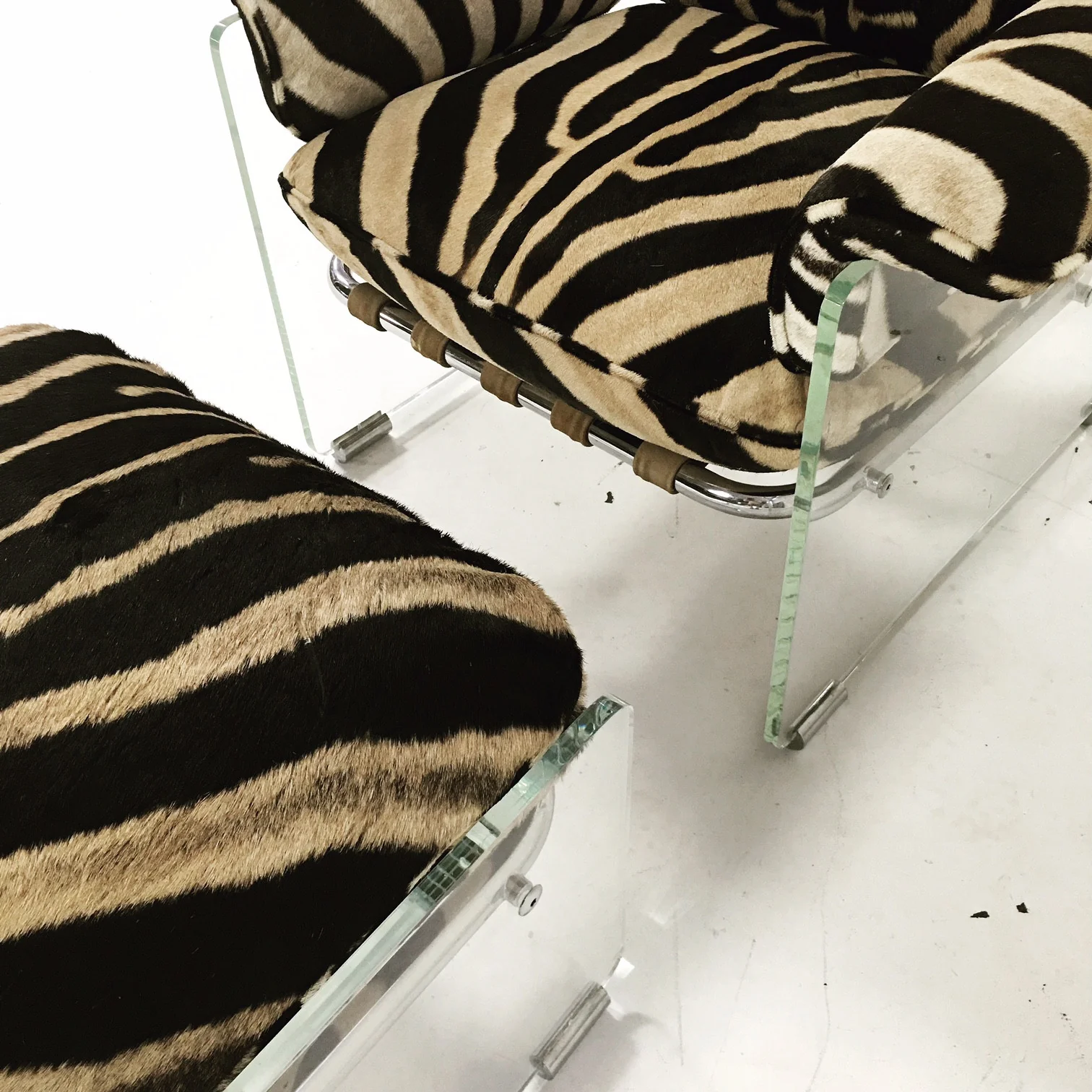 Argenta Lounge Chair and Ottoman in Zebra Hide - Image 7