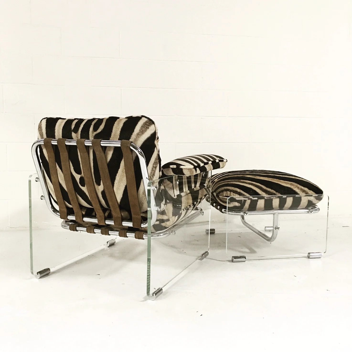 Argenta Lounge Chair and Ottoman in Zebra Hide - Image 9