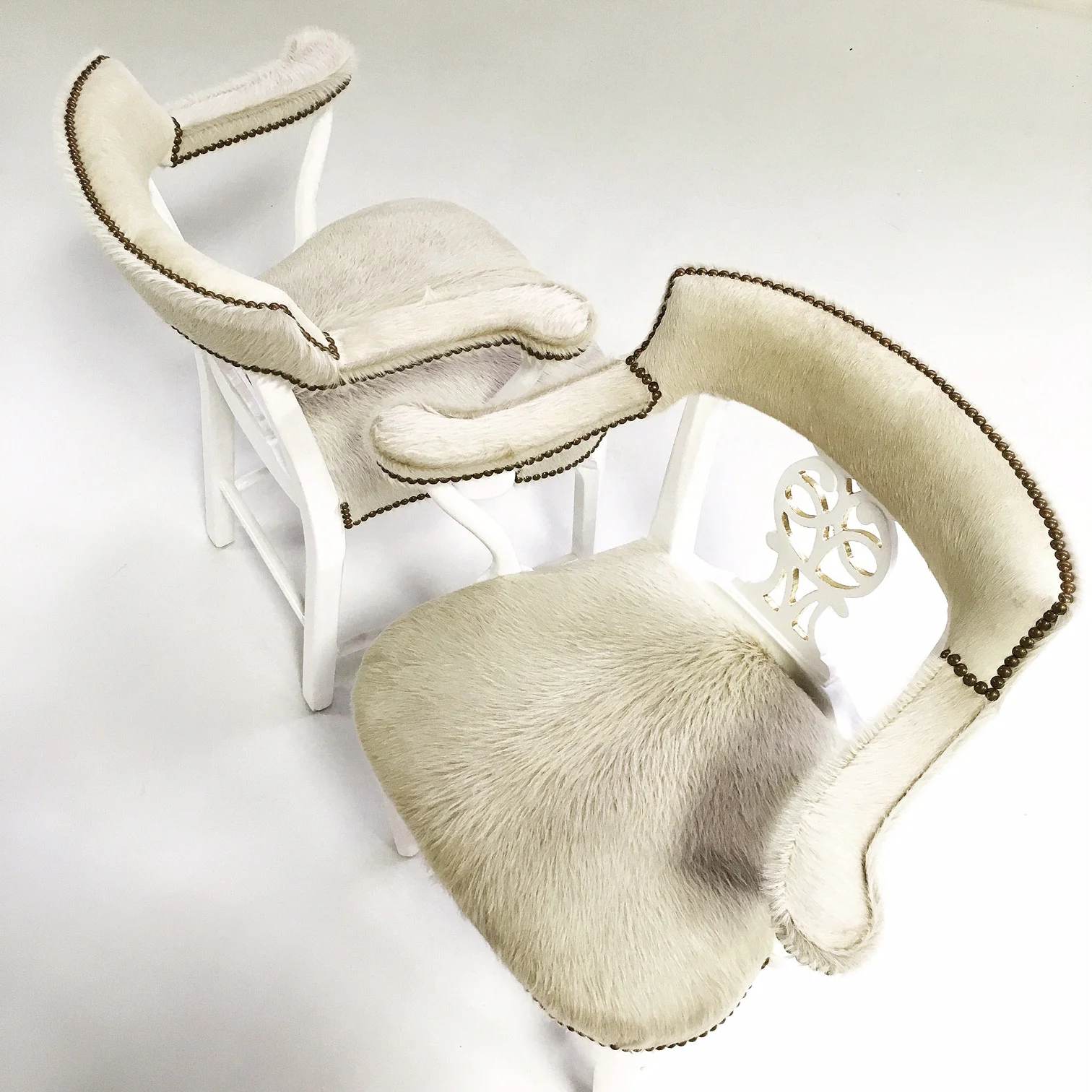 Painted Chairs in Brazilian Cowhide, pair