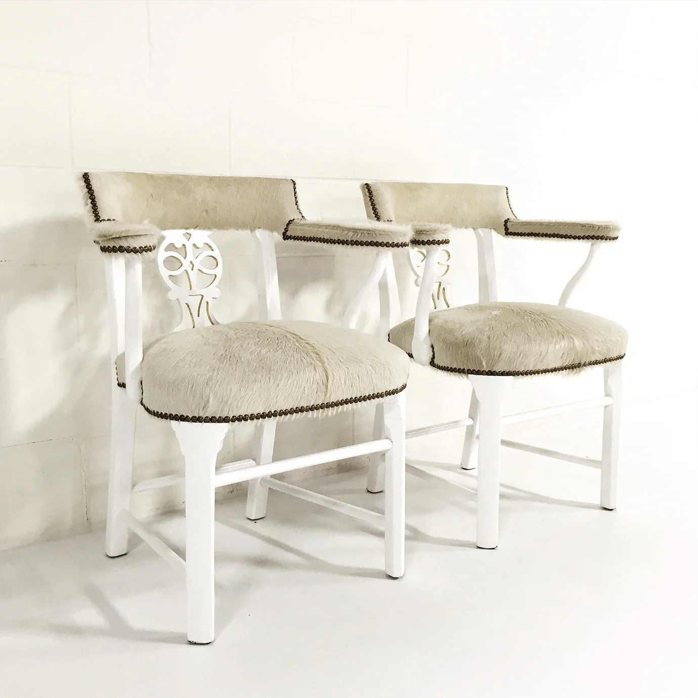 Painted Chairs in Brazilian Cowhide, pair - Image 2