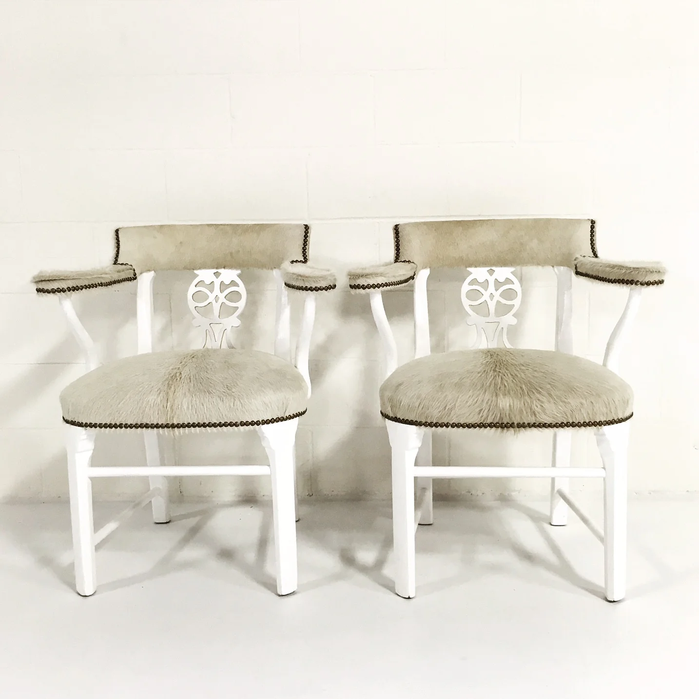 Painted Chairs in Brazilian Cowhide, pair - Image 3
