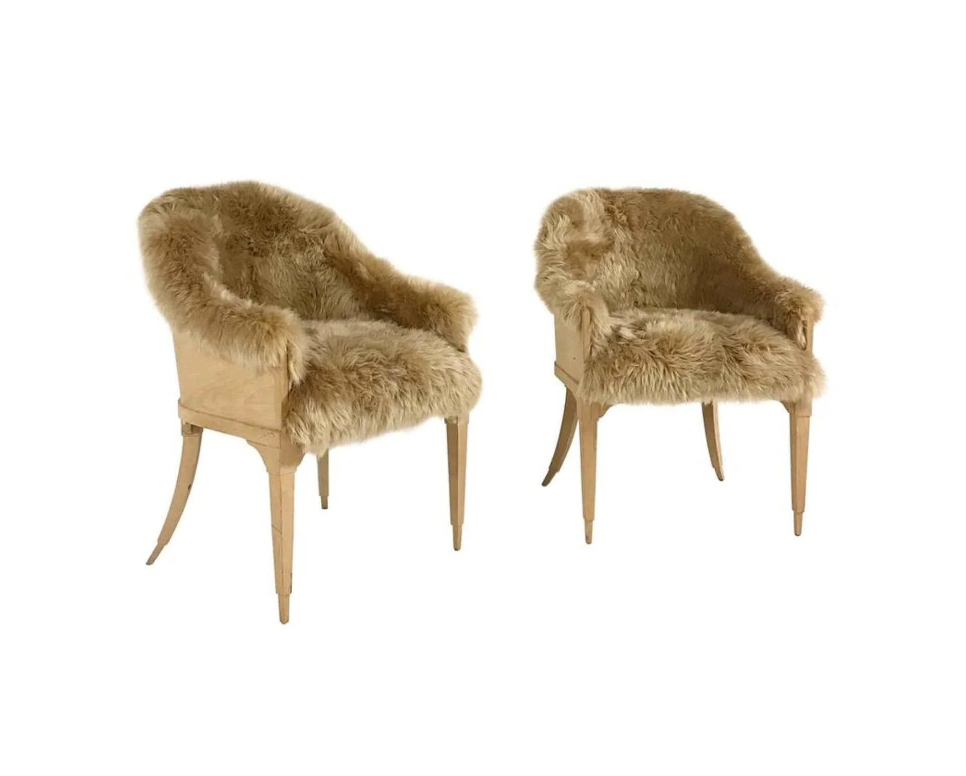 Barrel Chairs in New Zealand Sheepskin, pair - Image 11