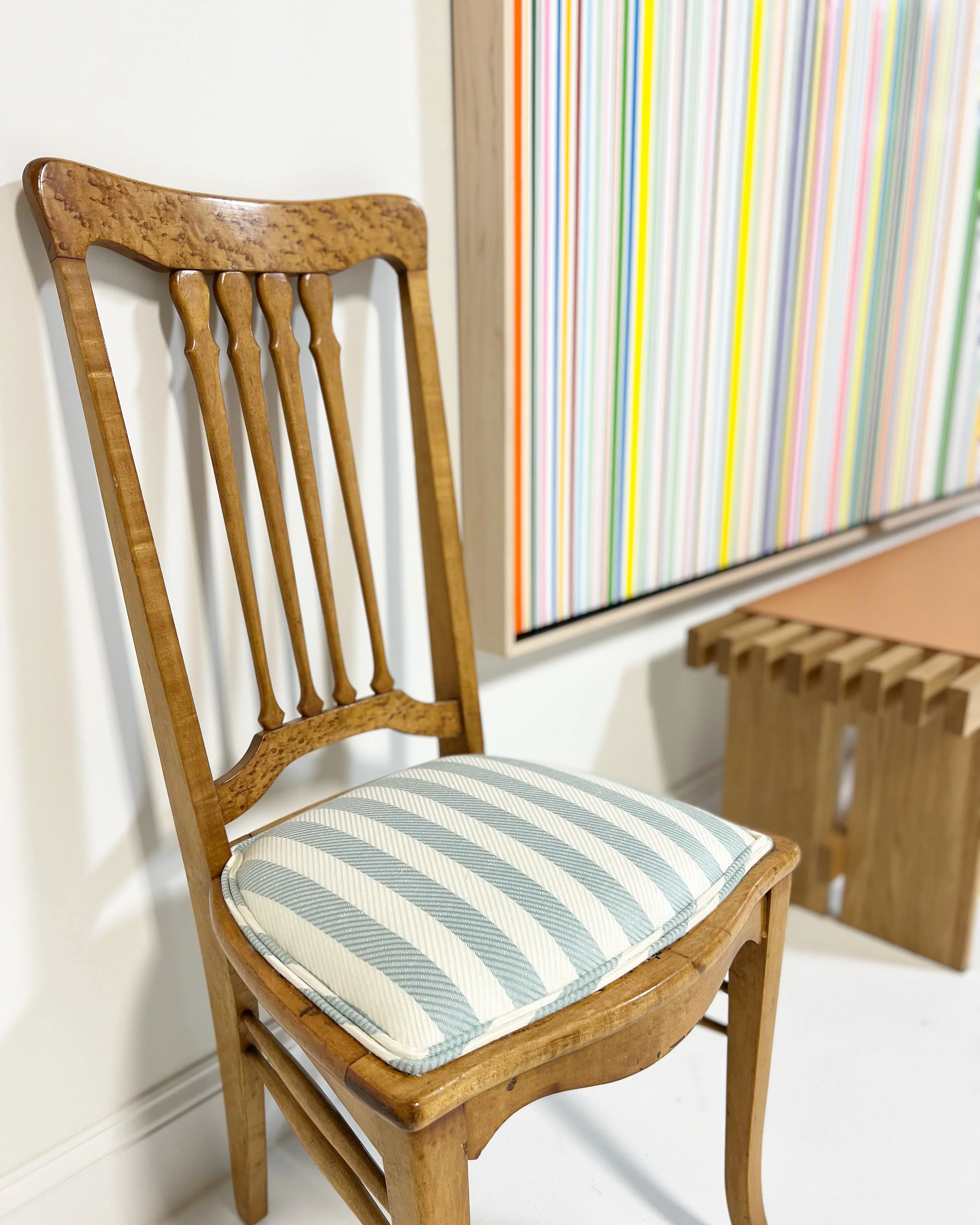 Antique 19th Century Biedermeier Side Chairs in Attersee Cotton Linen, Pair - Image 5