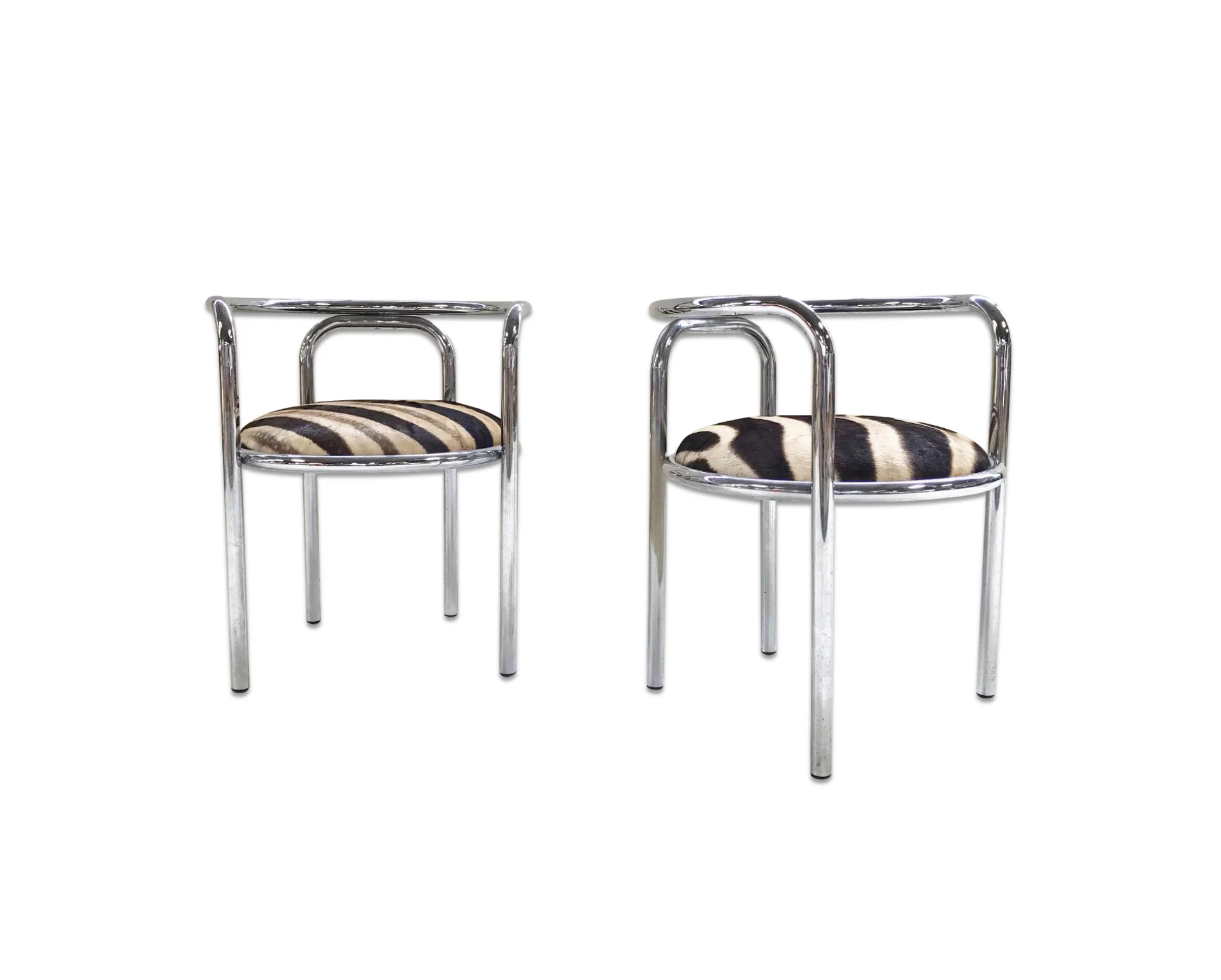 Danish Chrome Chairs in Zebra Hide, pair - Image 5