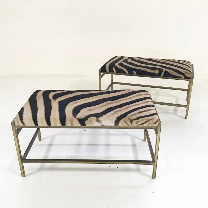 Brass Benches in Zebra Hide