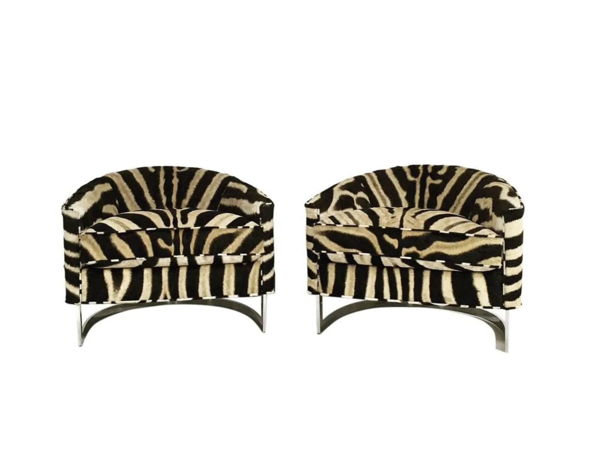 Club Chairs in Zebra Hide, pair - Image 10