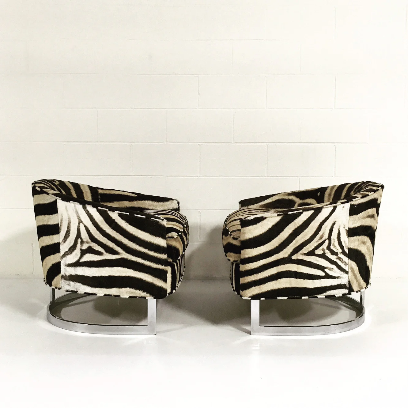 Club Chairs in Zebra Hide, pair - Image 4