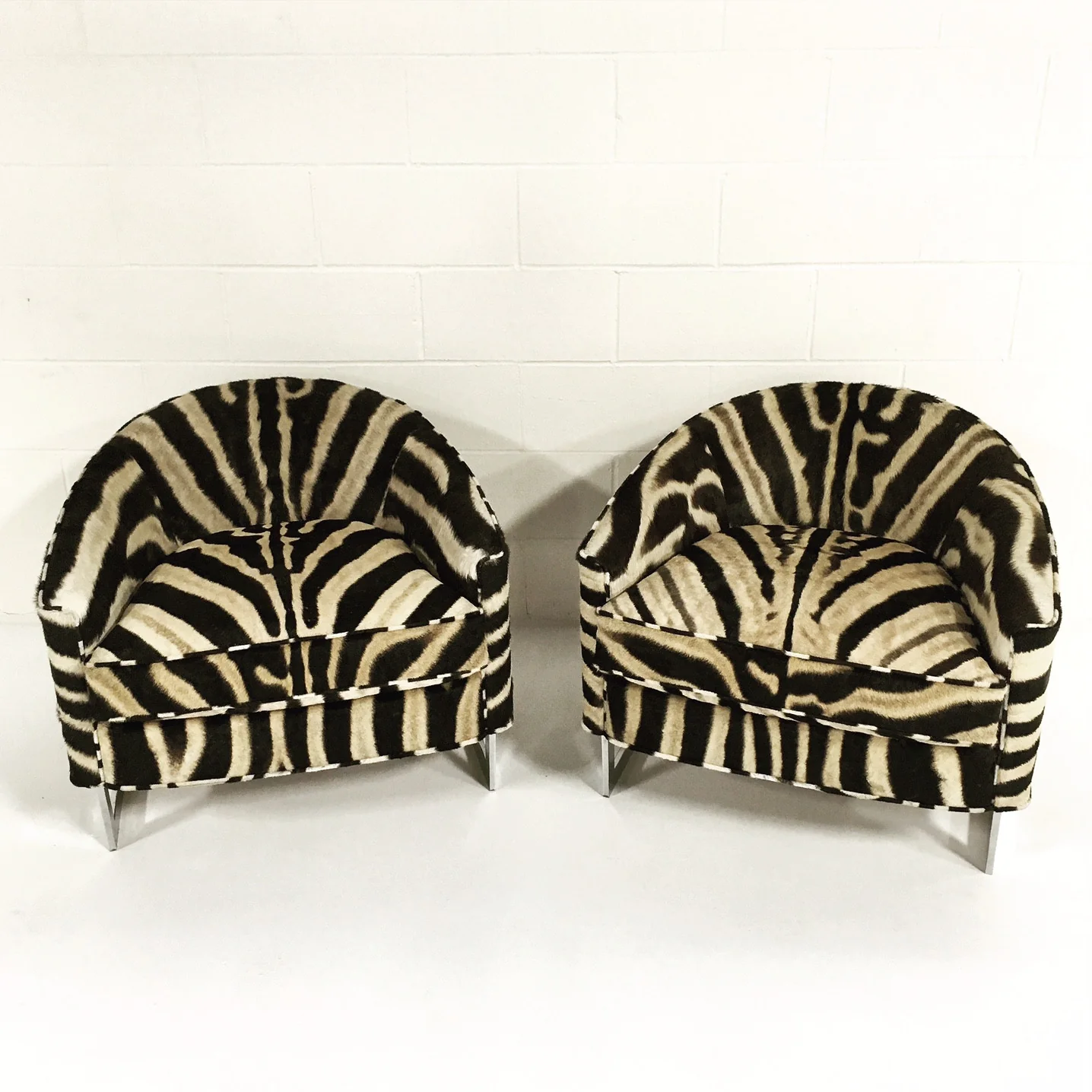 Club Chairs in Zebra Hide, pair - Image 6