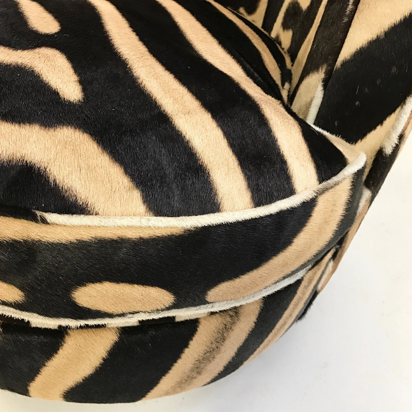 Swivel Tilt Slipper Chairs in Zebra Hide, pair - Image 6