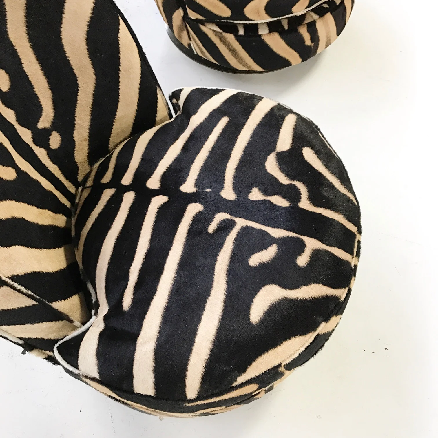 Swivel Tilt Slipper Chairs in Zebra Hide, pair - Image 7