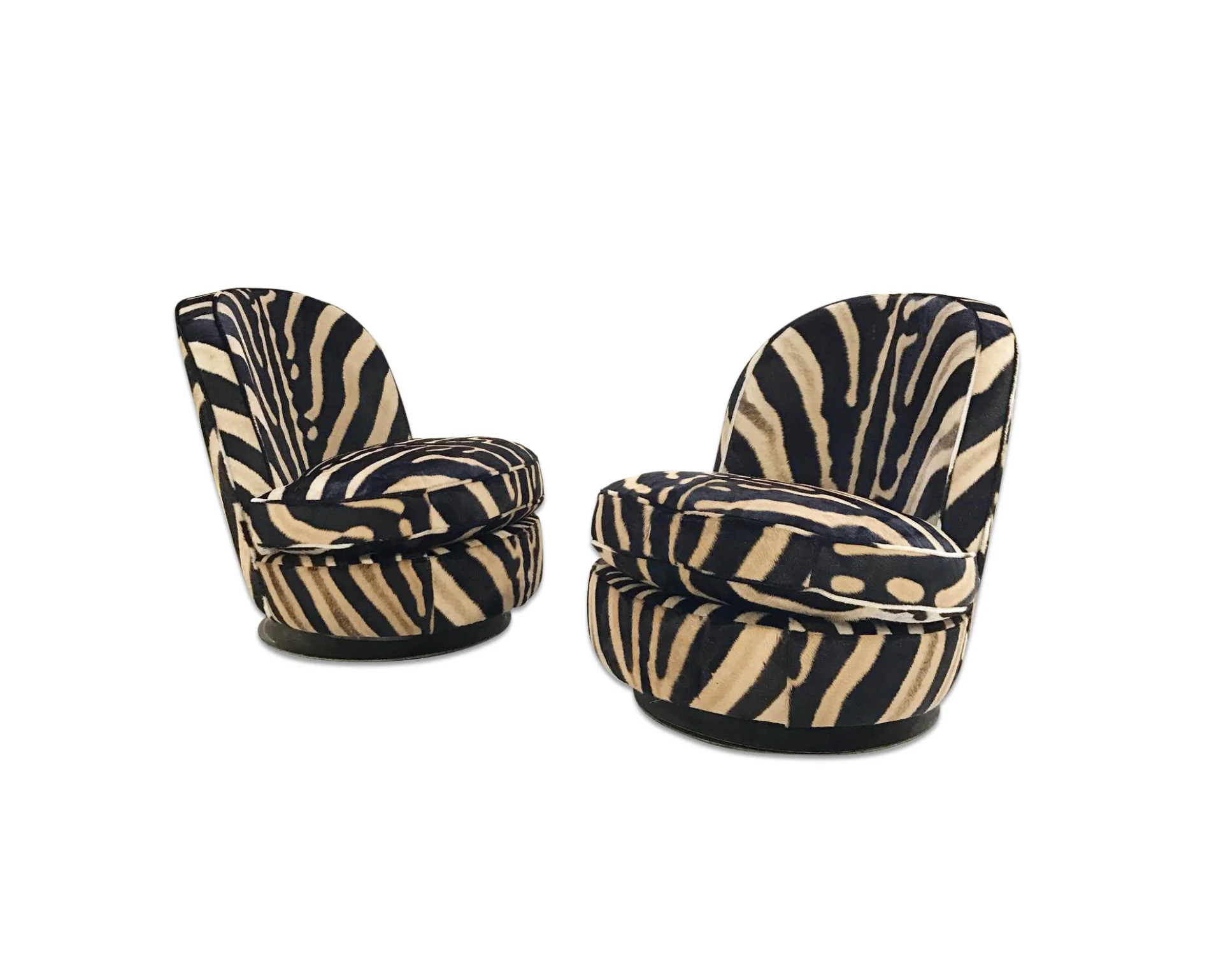 Swivel Tilt Slipper Chairs in Zebra Hide, pair - Image 8