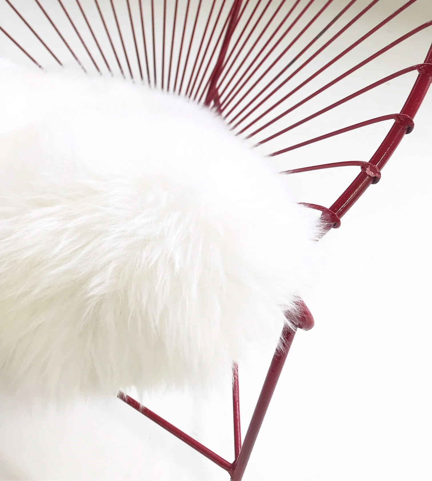 Papasan Chairs with Sheepskin Cushions, pair - Image 8