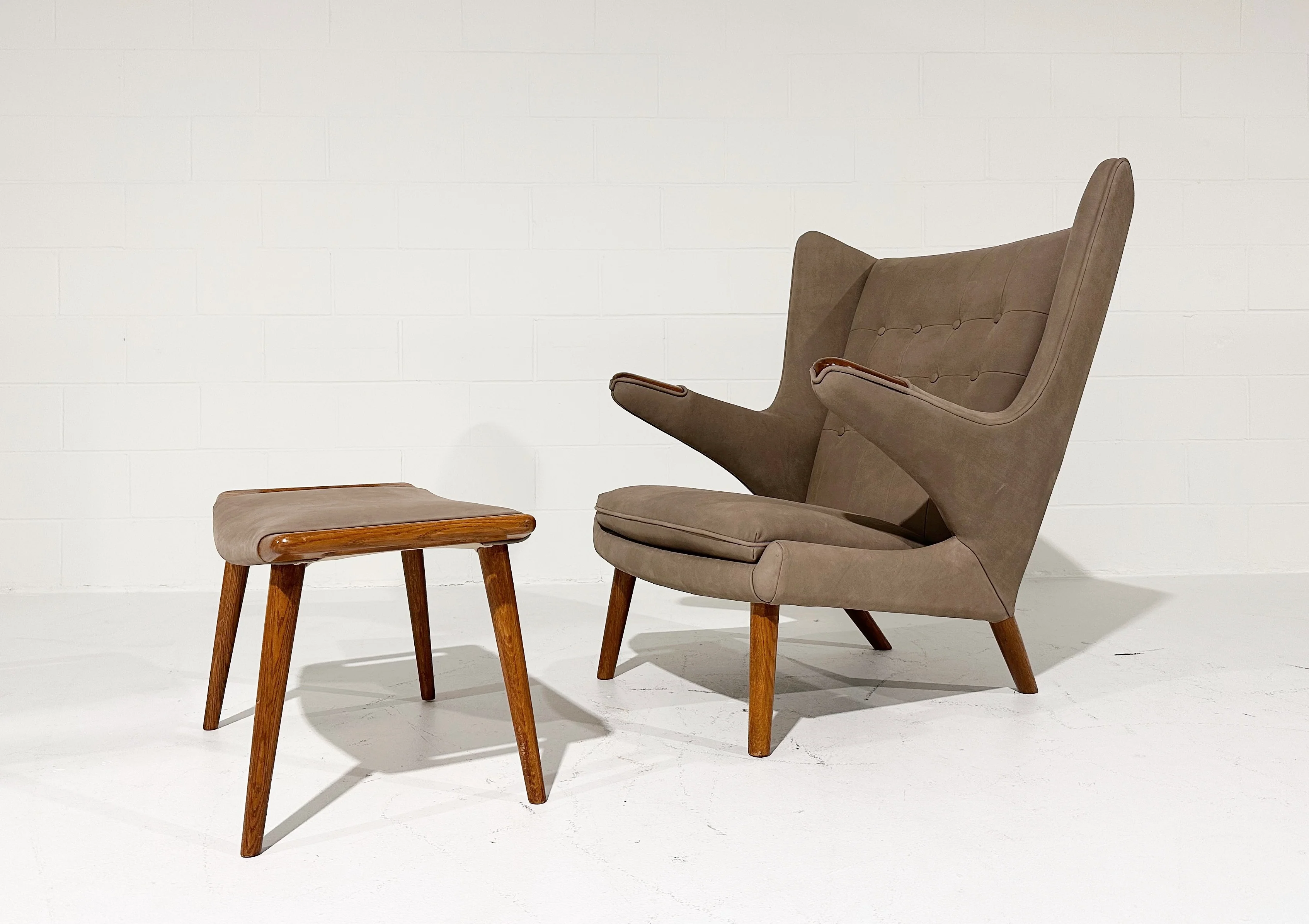 Papa Bear Chair with Ottoman in Loro Piana Nubuck - Image 11