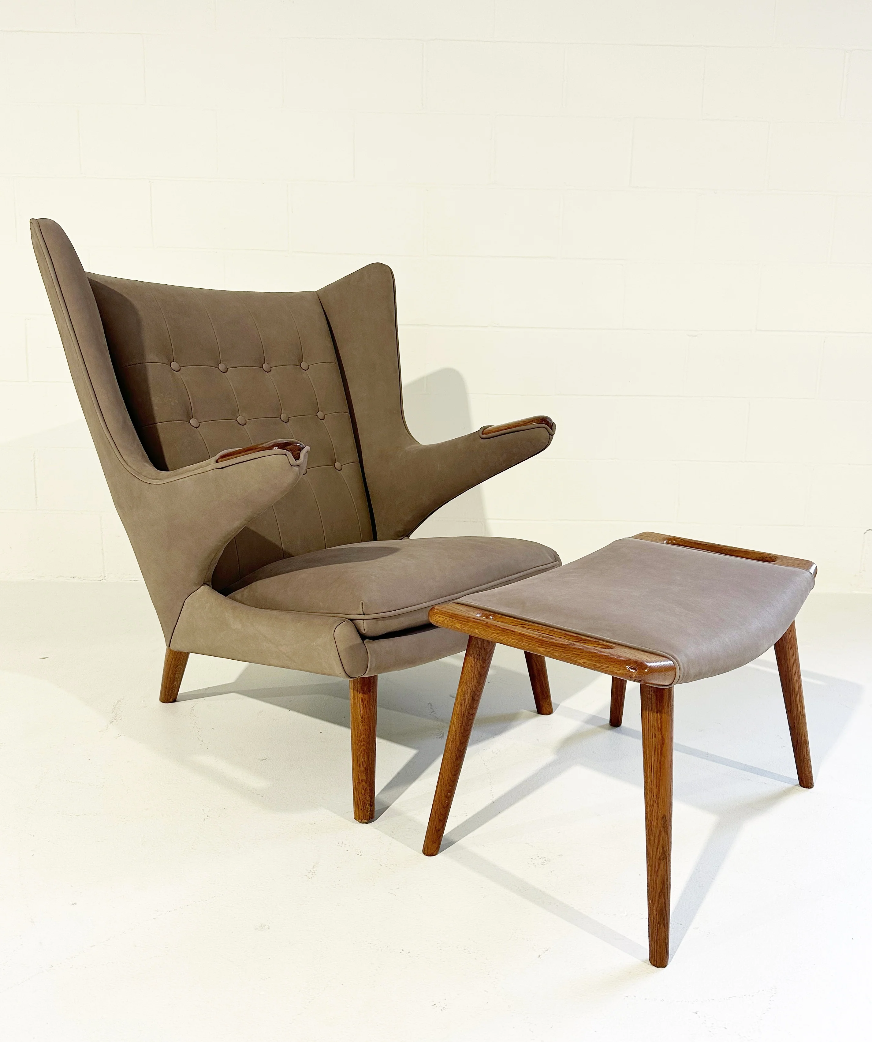 Papa Bear Chair with Ottoman in Loro Piana Nubuck - Image 5