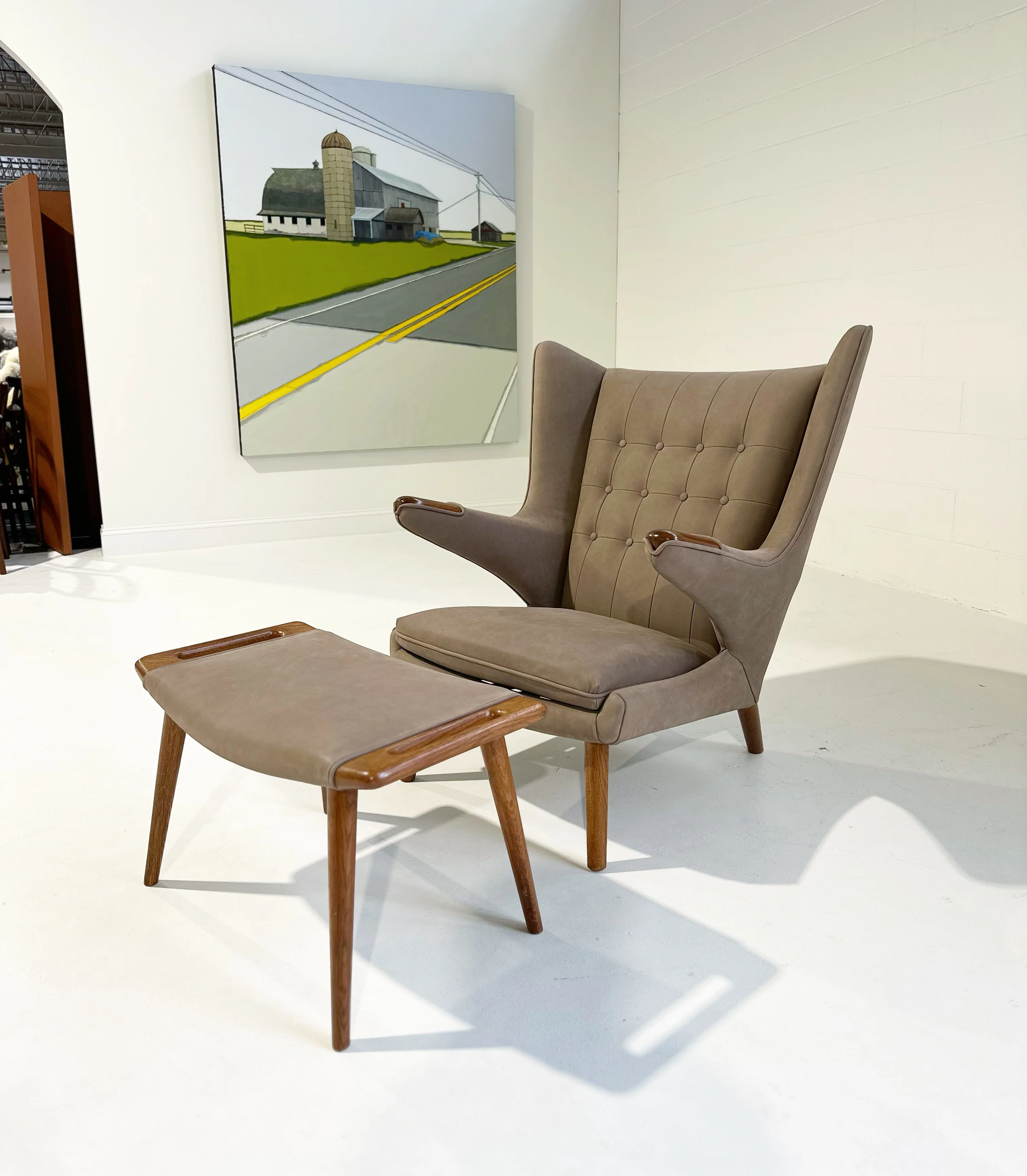 Papa Bear Chair with Ottoman in Loro Piana Nubuck - Image 7