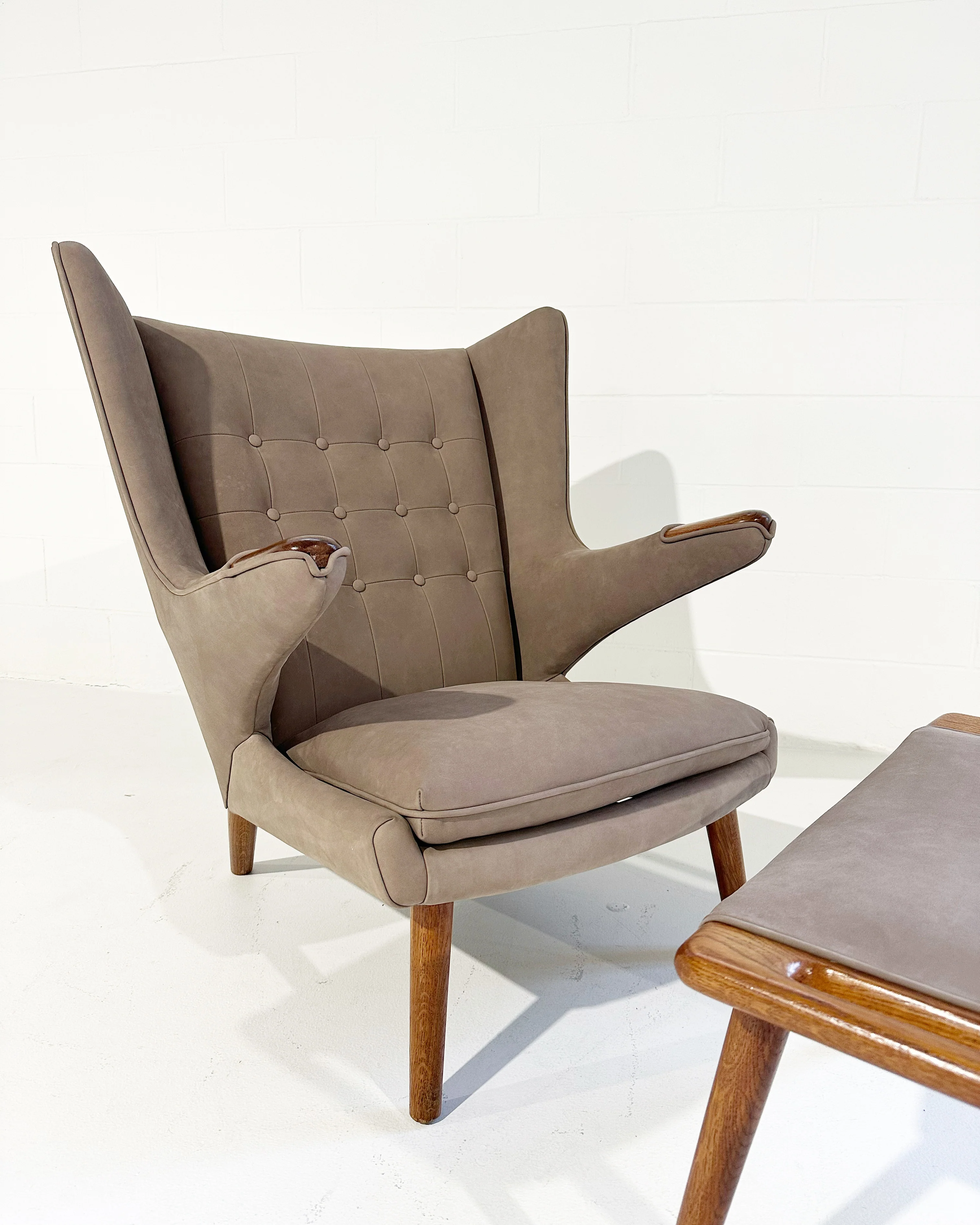 Papa Bear Chair with Ottoman in Loro Piana Nubuck - Image 8