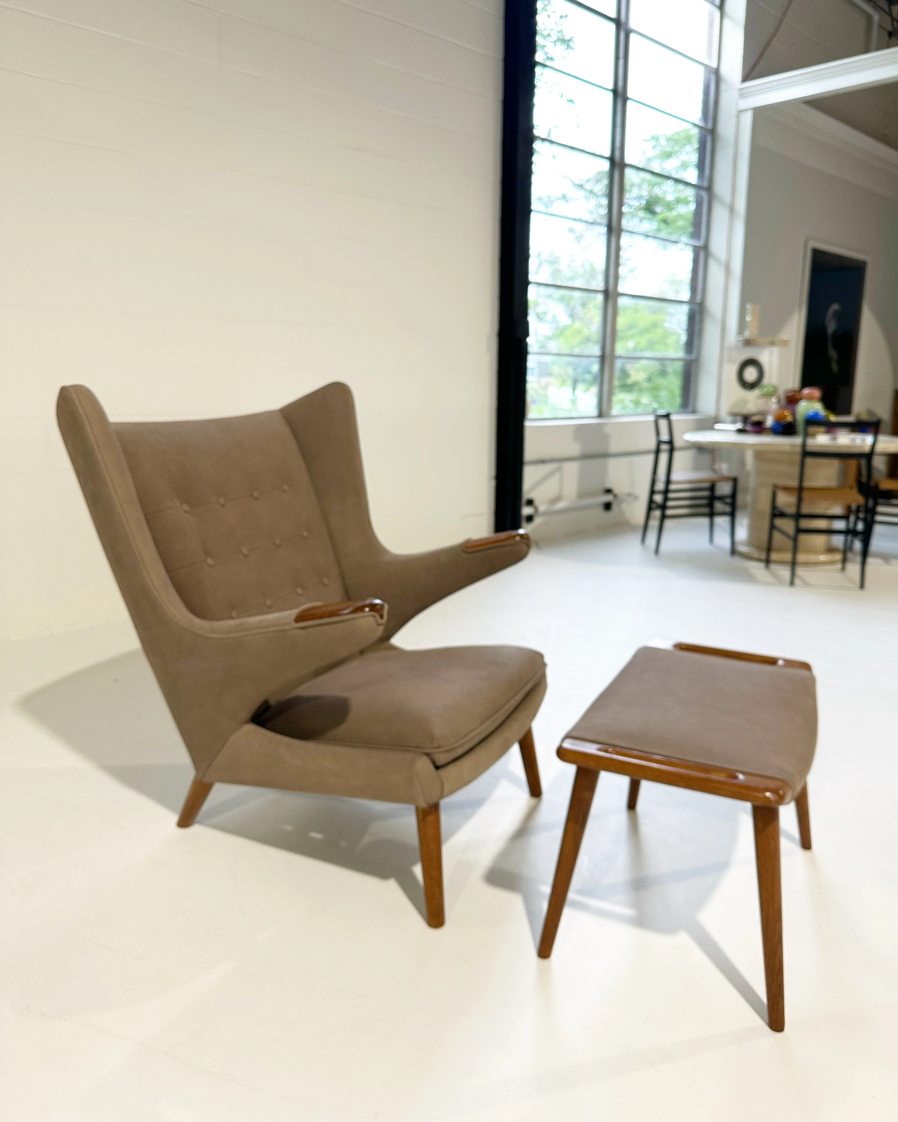Papa Bear Chair with Ottoman in Loro Piana Nubuck - Image 9