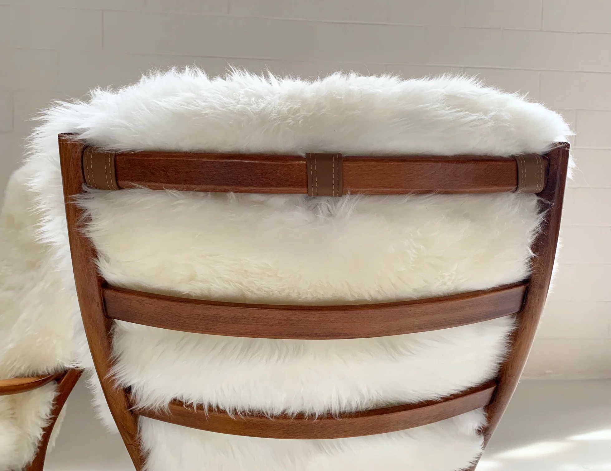 Rocking Chairs with Sheepskin Cushions, pair - Image 4