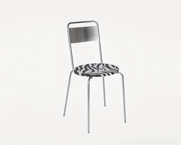 Petit Rond Chair | Stainless Steel / Zebra Fabric - Image 7