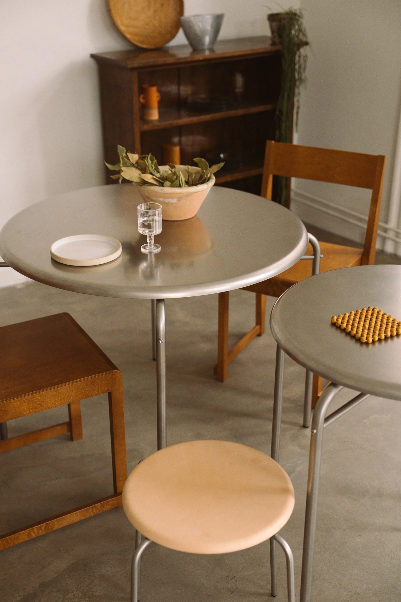 Petit Rond Stool | Stainless Steel / Natural Leather - Image 2