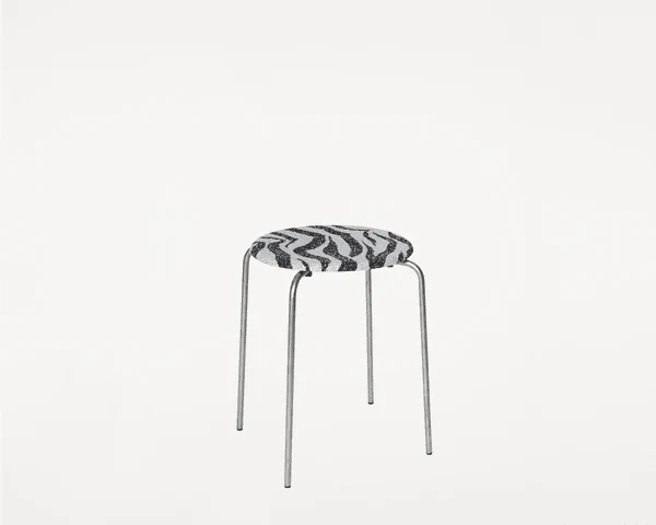 Petit Rond Stool | Stainless Steel / Zebra Fabric - Image 2