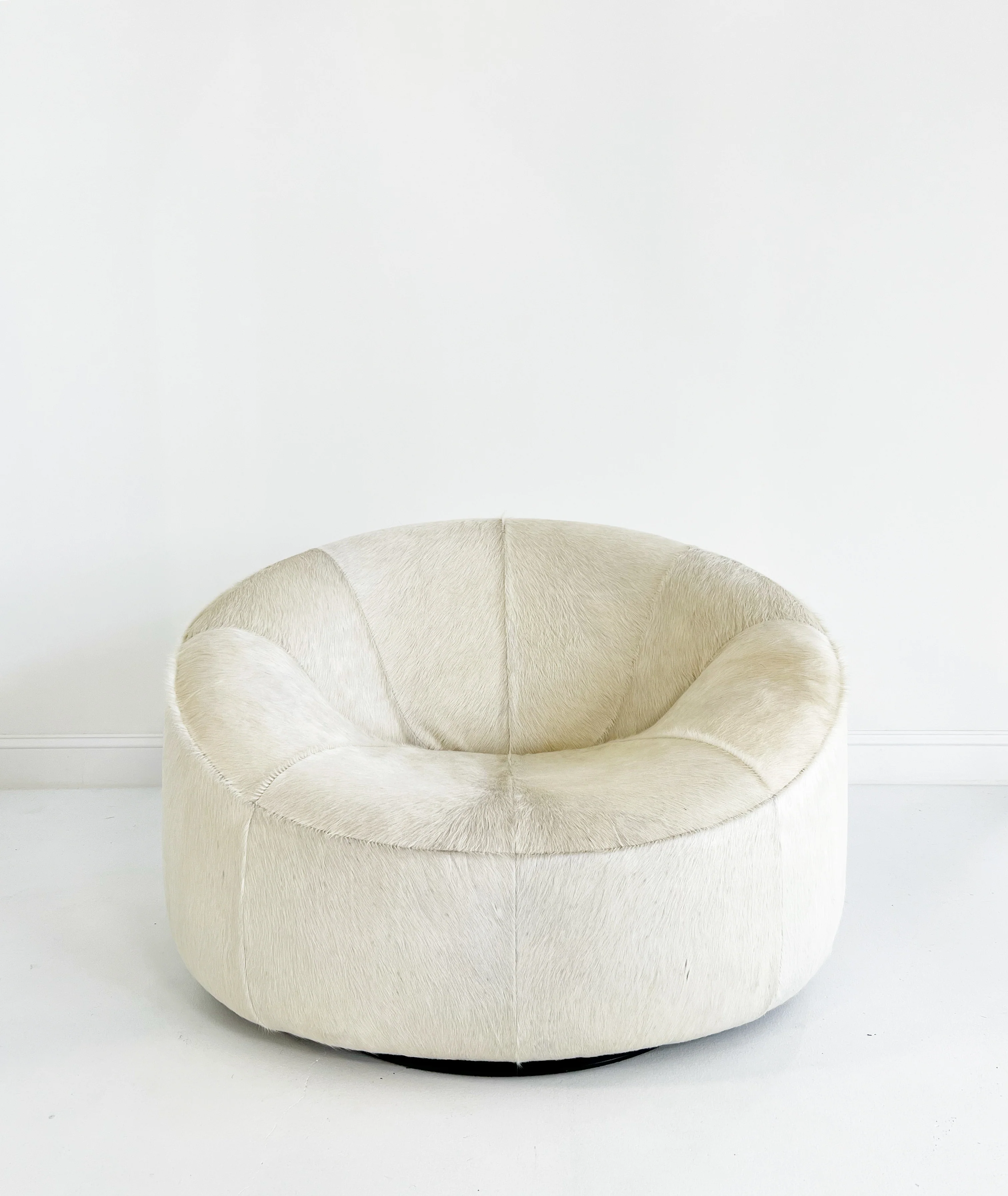 Pumpkin Armchair and Ottoman in Brazilian Cowhide - Image 2