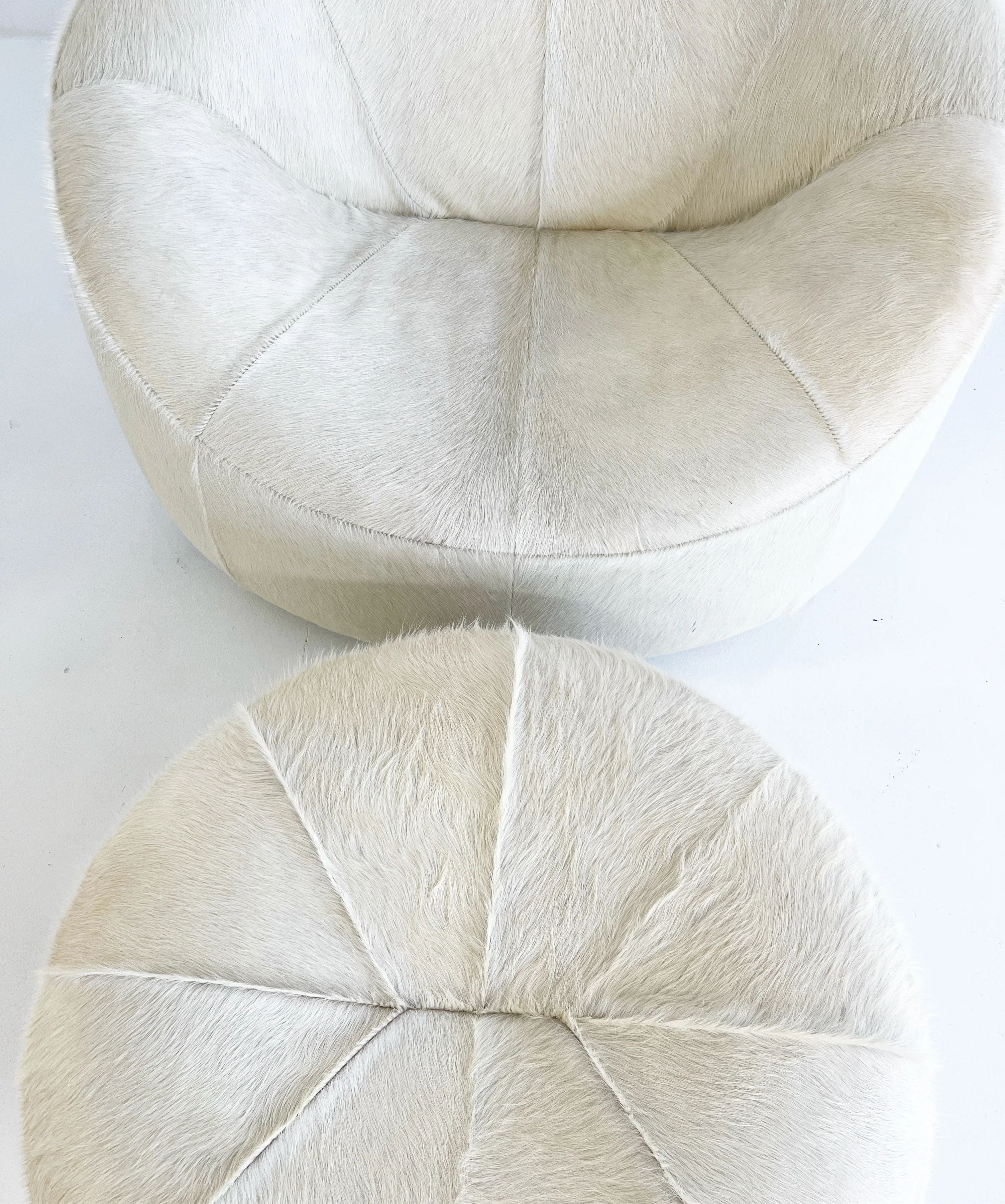Pumpkin Armchair and Ottoman in Brazilian Cowhide - Image 7