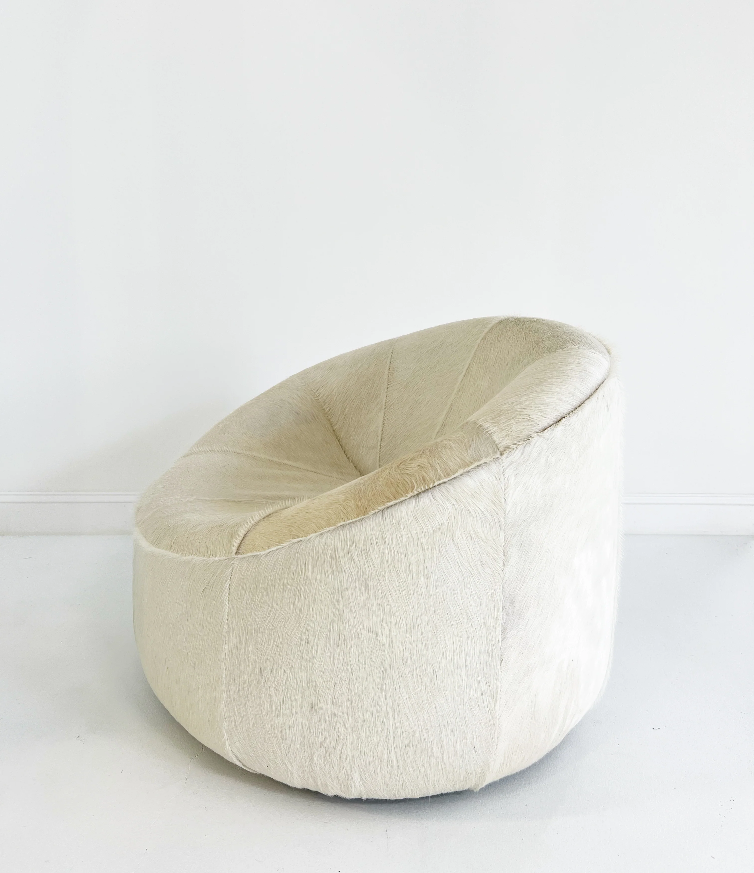 Pumpkin Armchair and Ottoman in Brazilian Cowhide - Image 9