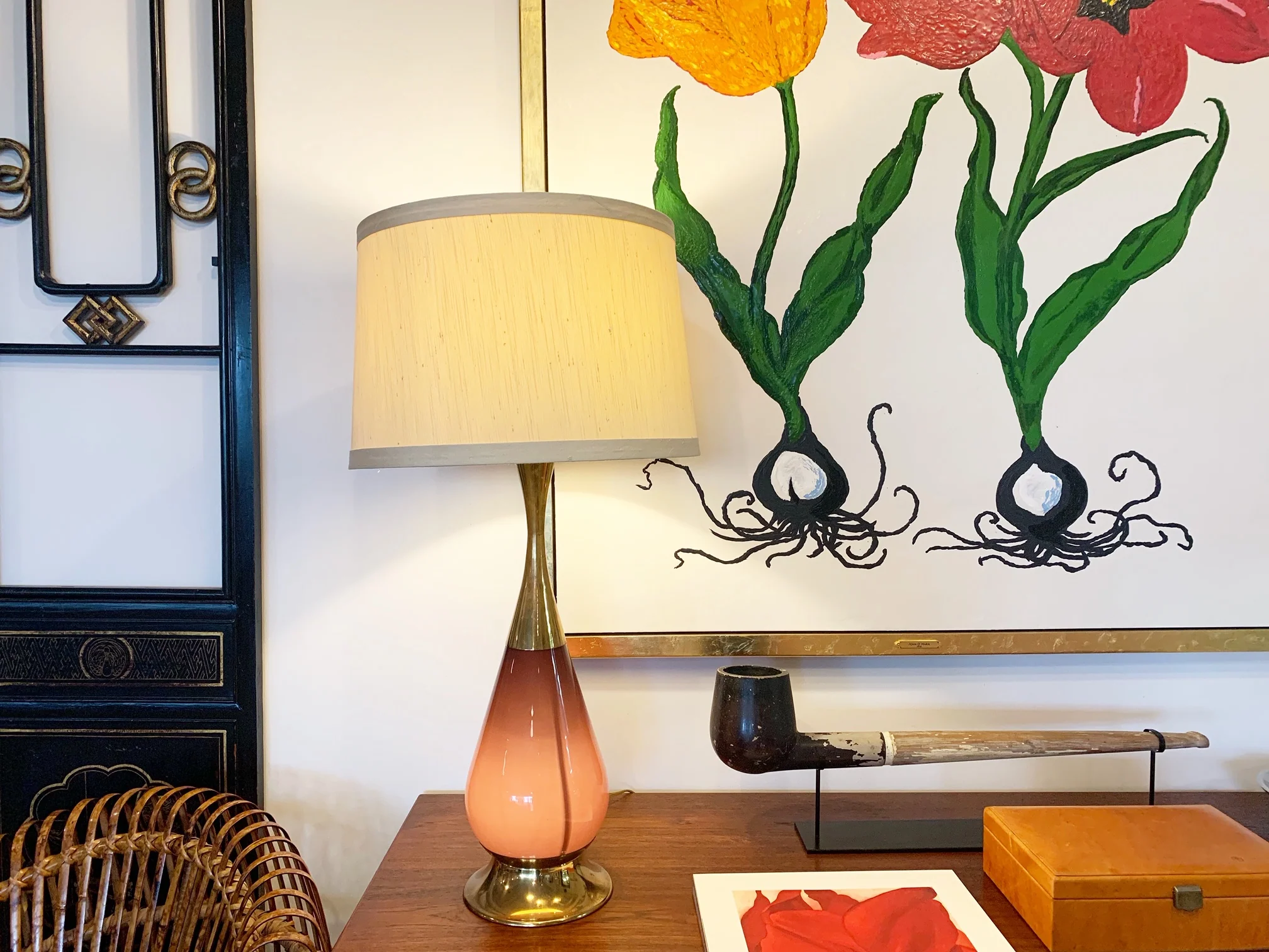 Vintage Purple Glass Table Lamp
