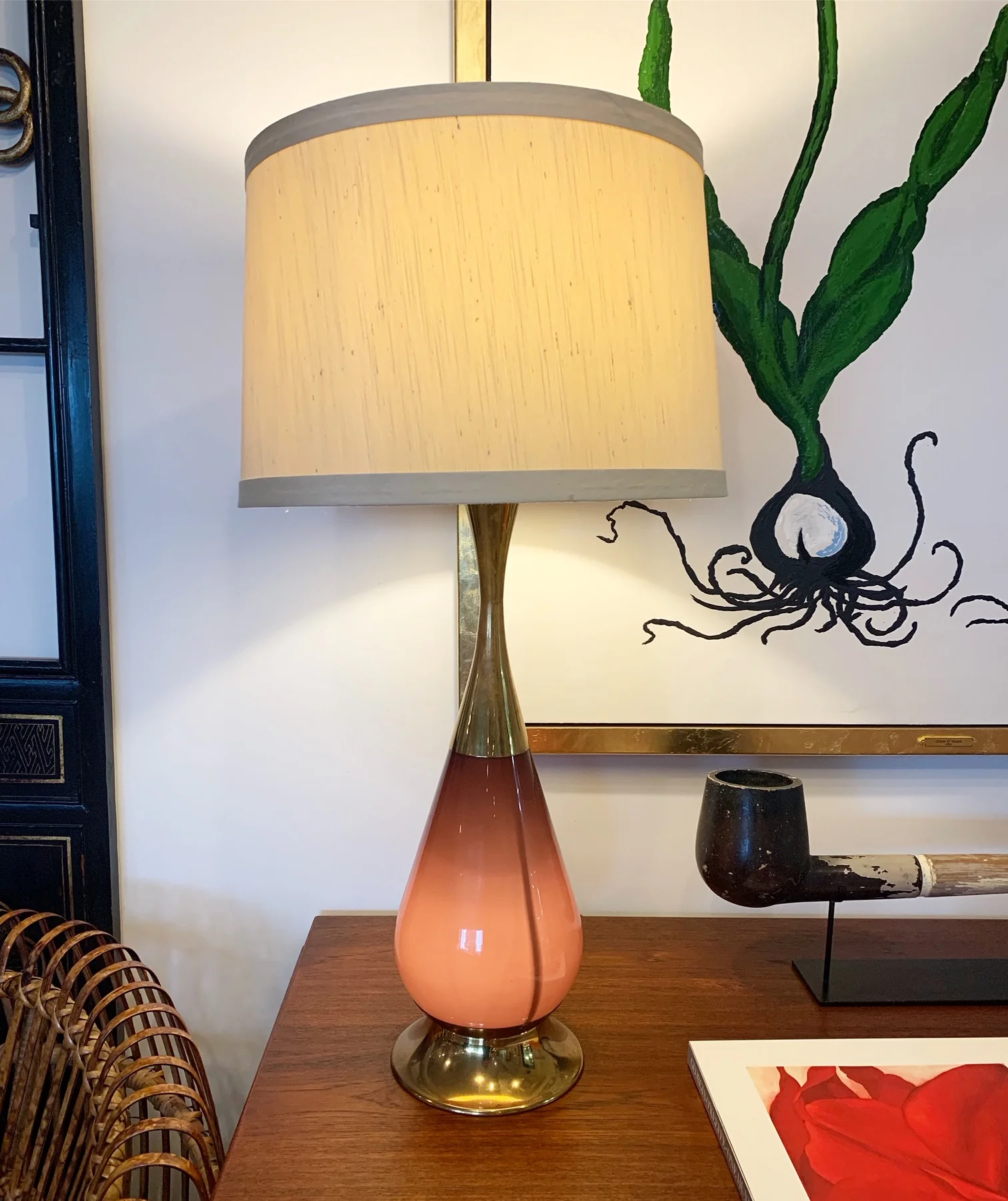 Vintage Purple Glass Table Lamp - Image 3