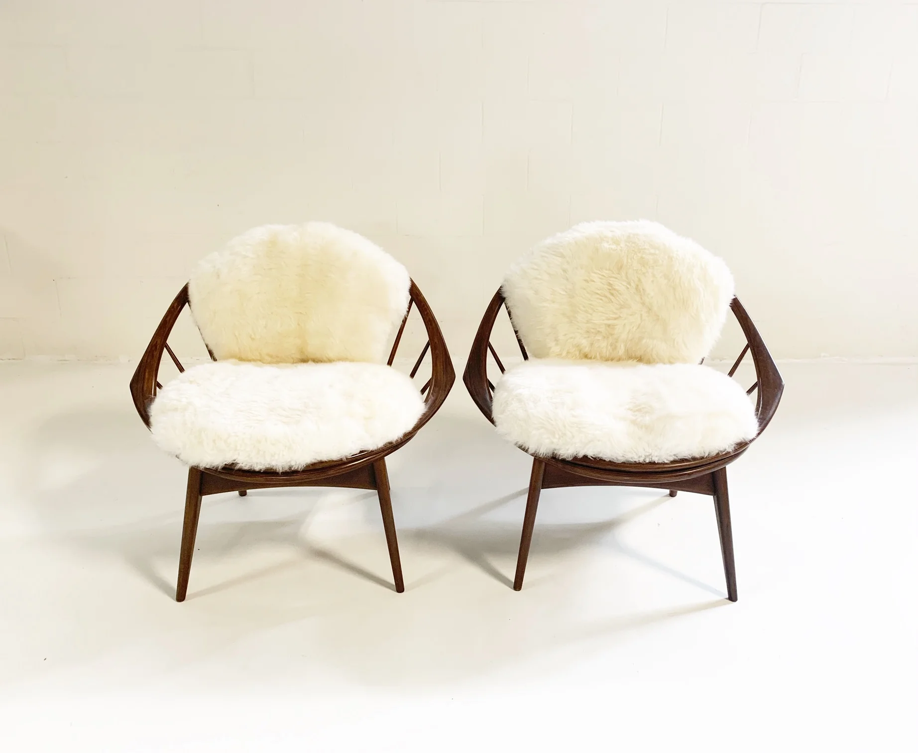 Bentwood Lounge Chairs with Sheepskin Cushions - Image 3