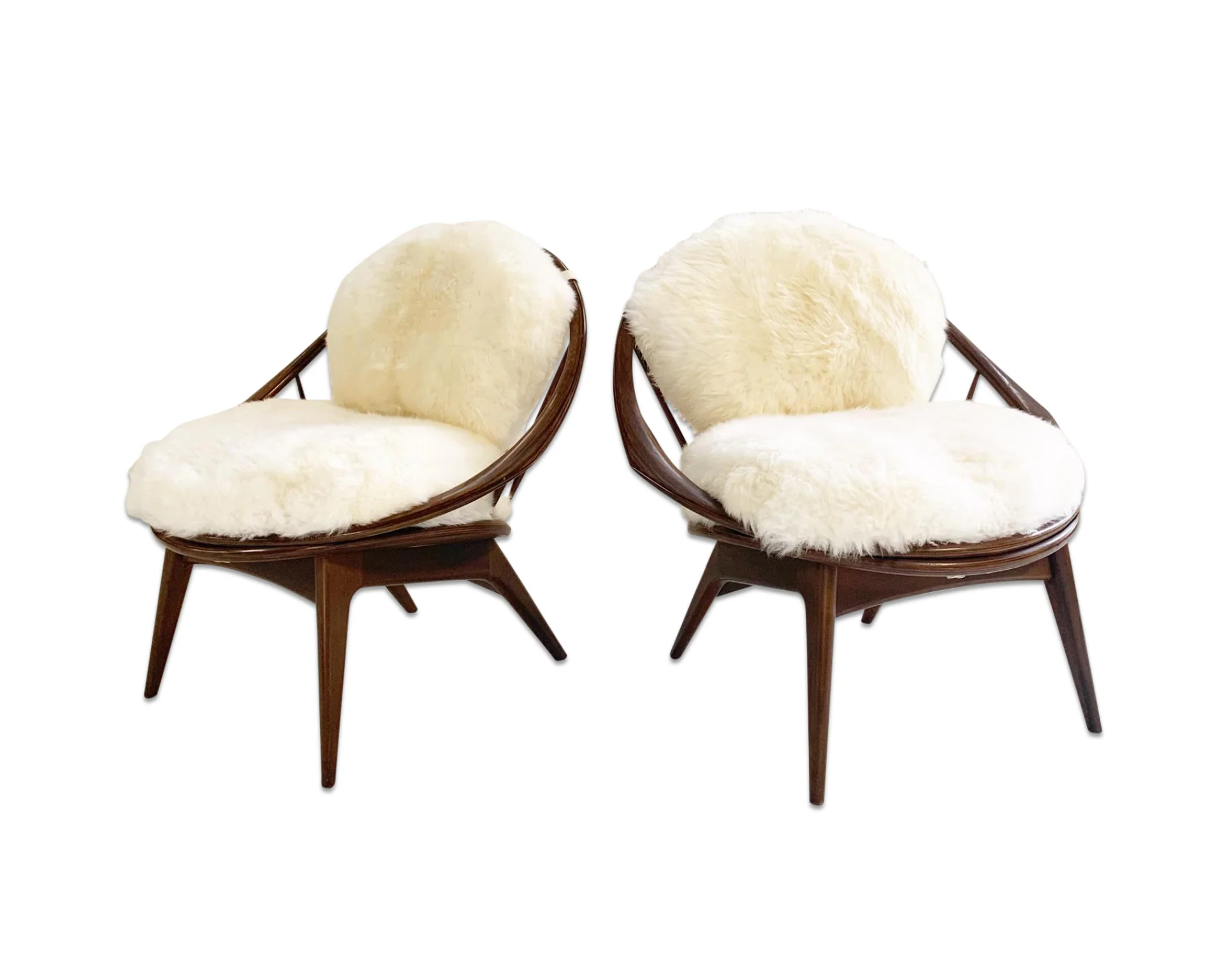 Bentwood Lounge Chairs with Sheepskin Cushions - Image 7