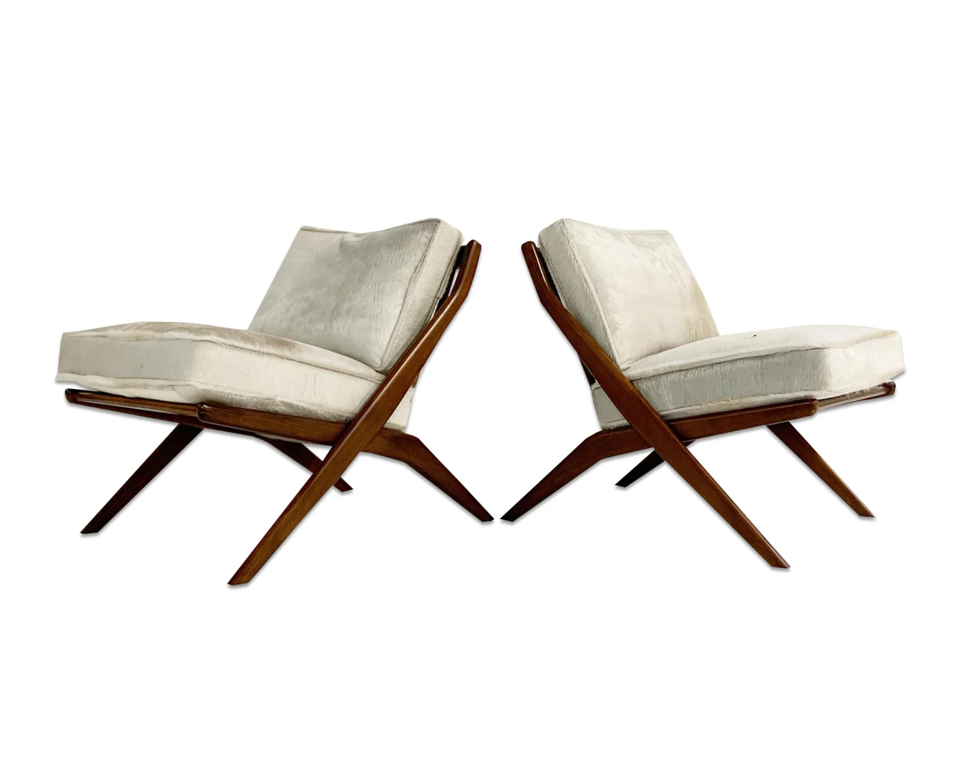 Scissor Chairs with Brazilian Cowhide Cushions, pair - Image 9