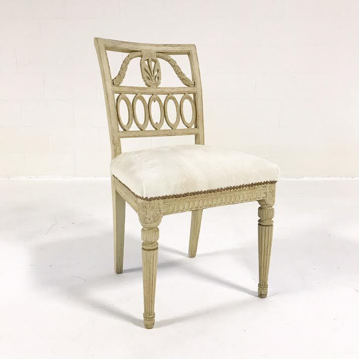 Antique Swedish Chairs in Brazilian Cowhide, set of 4 - Image 3