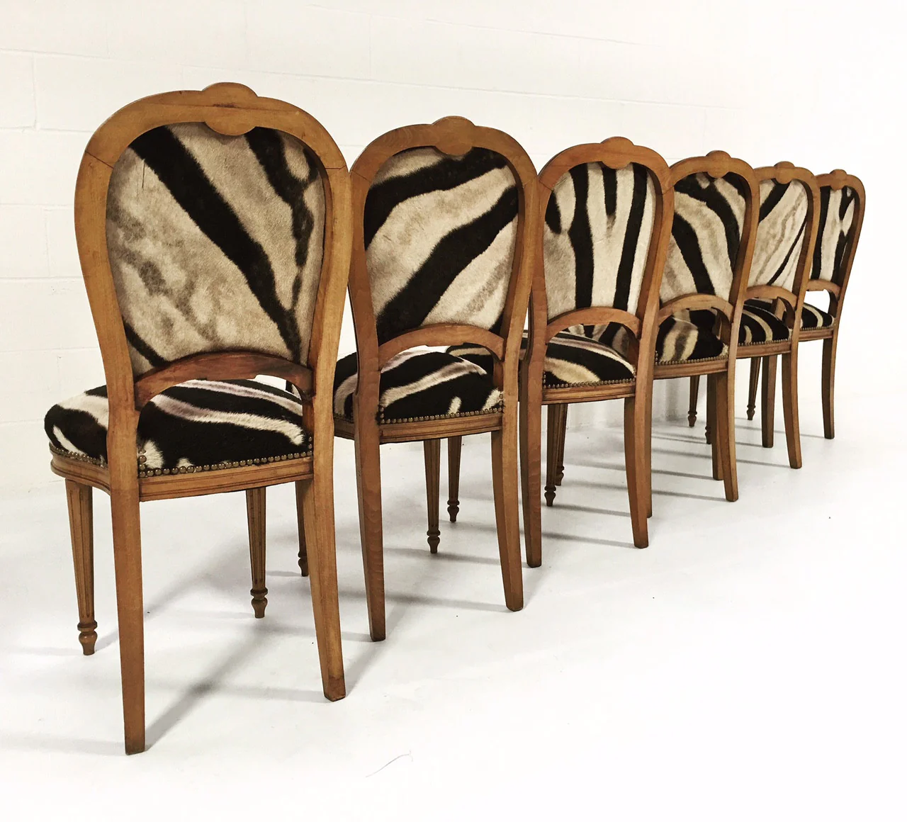 Louis XVI Style Dining Chairs in Zebra Hide, set of 6 - Image 5