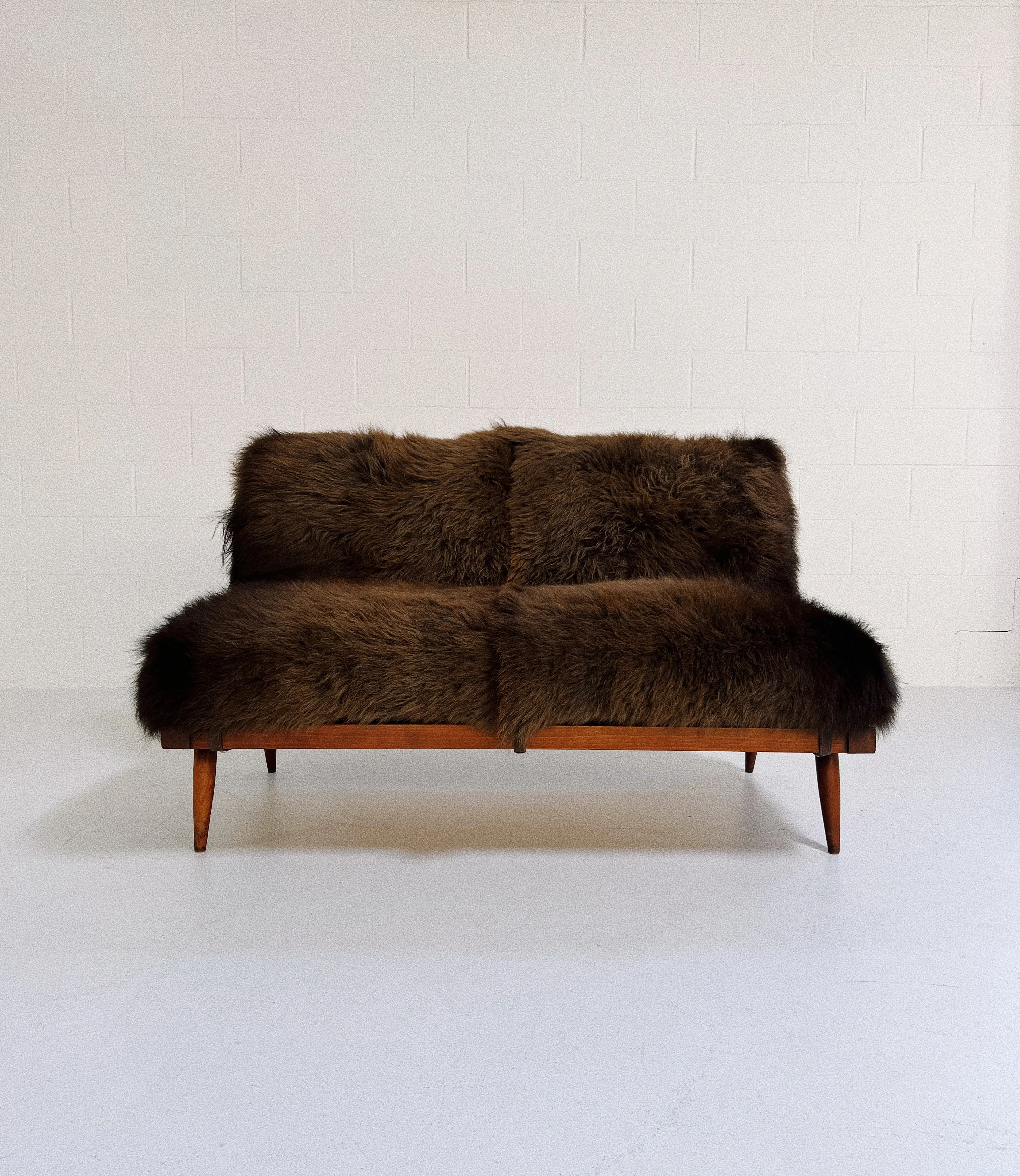 Settee with American Bison Hide Cushions