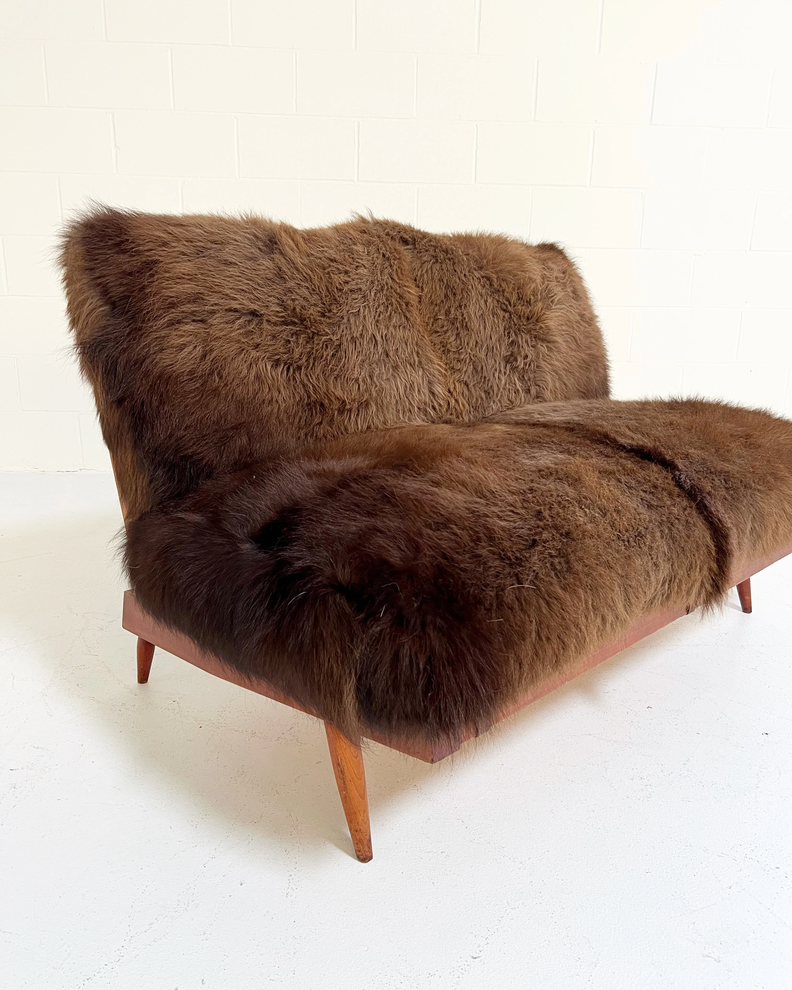 Settee with American Bison Hide Cushions - Image 11