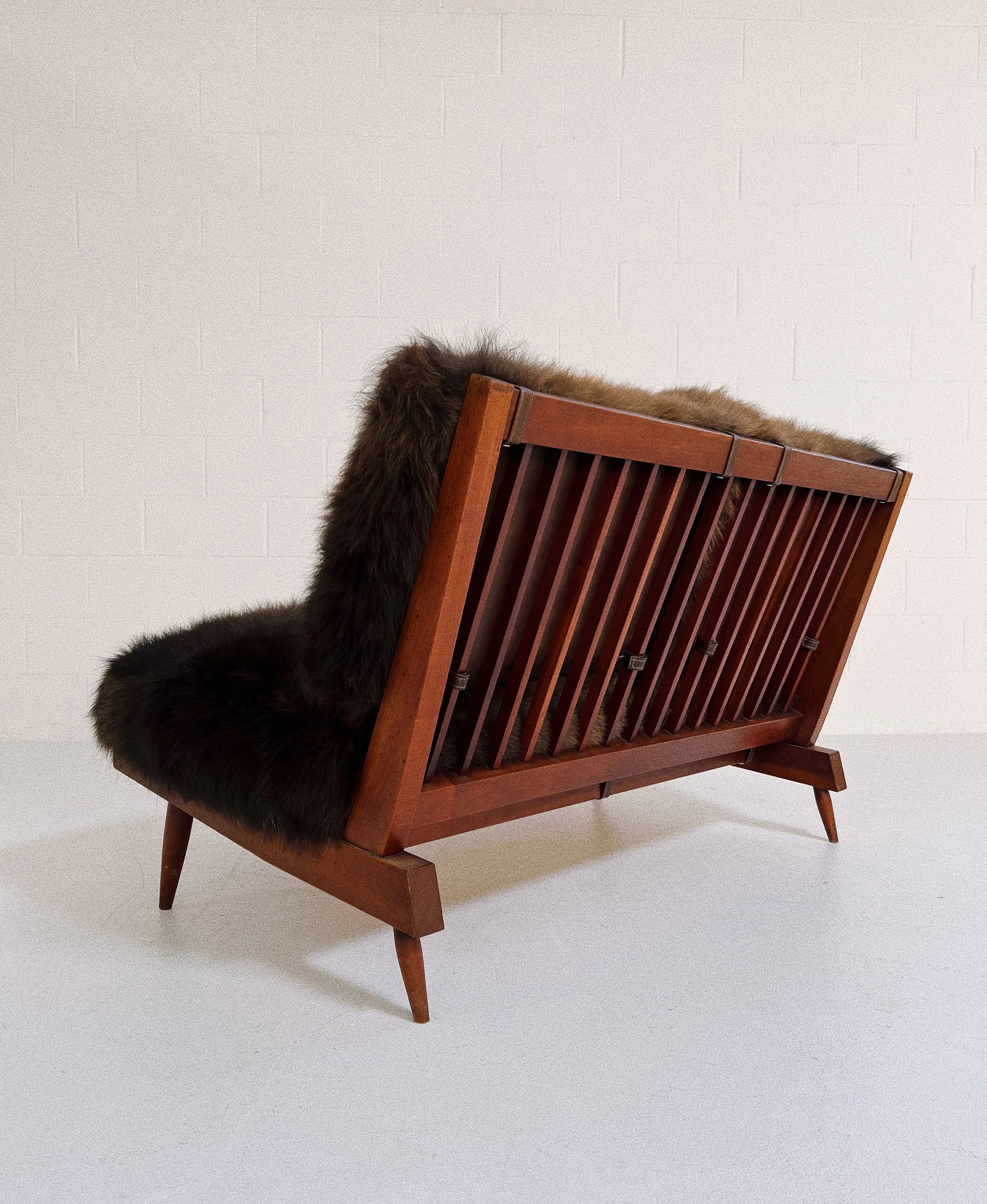 Settee with American Bison Hide Cushions - Image 3