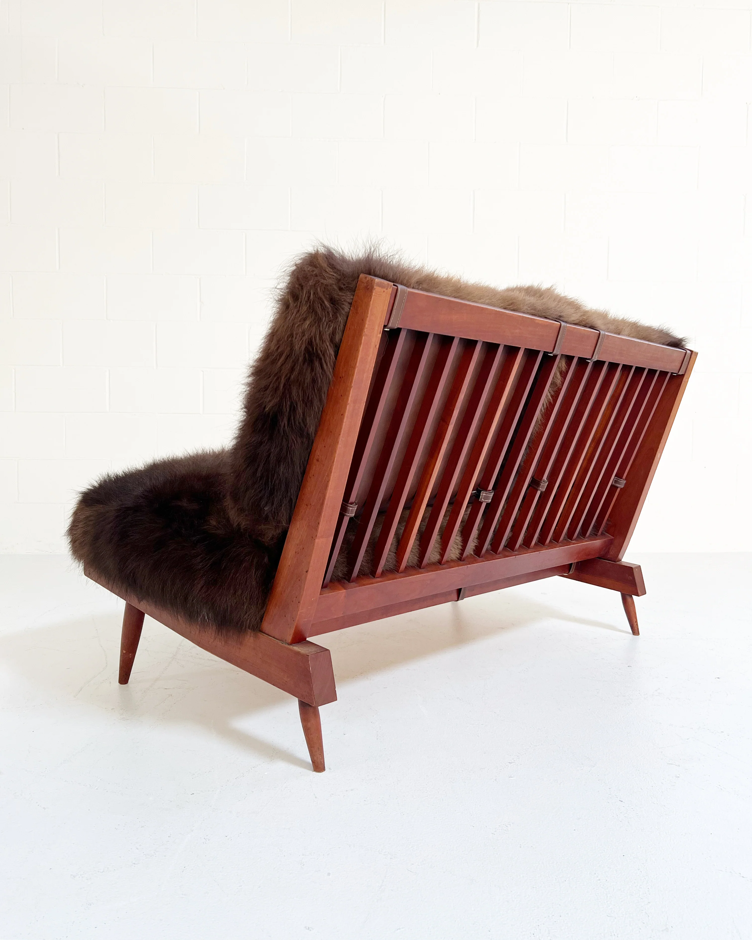 Settee with American Bison Hide Cushions - Image 4