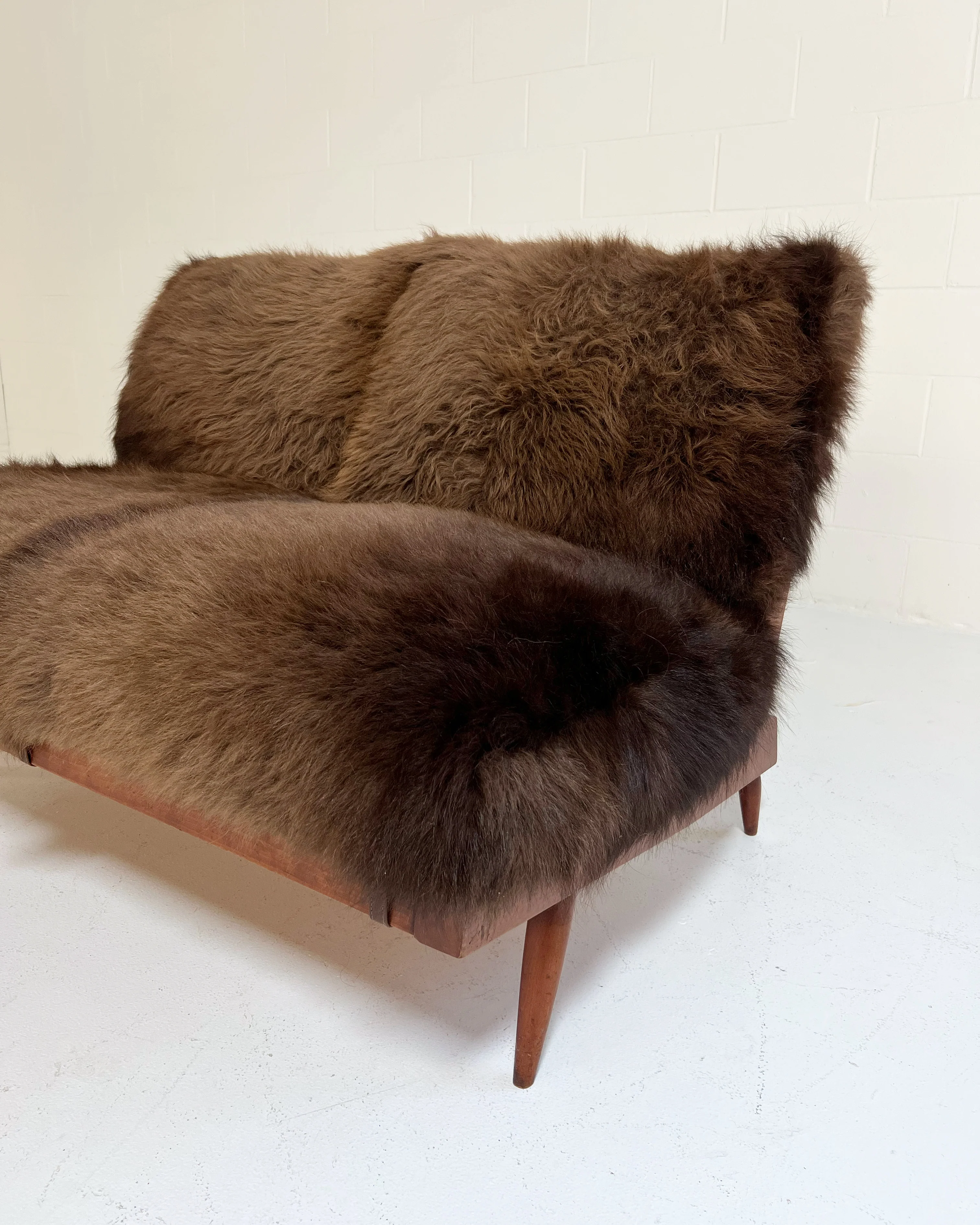 Settee with American Bison Hide Cushions - Image 7
