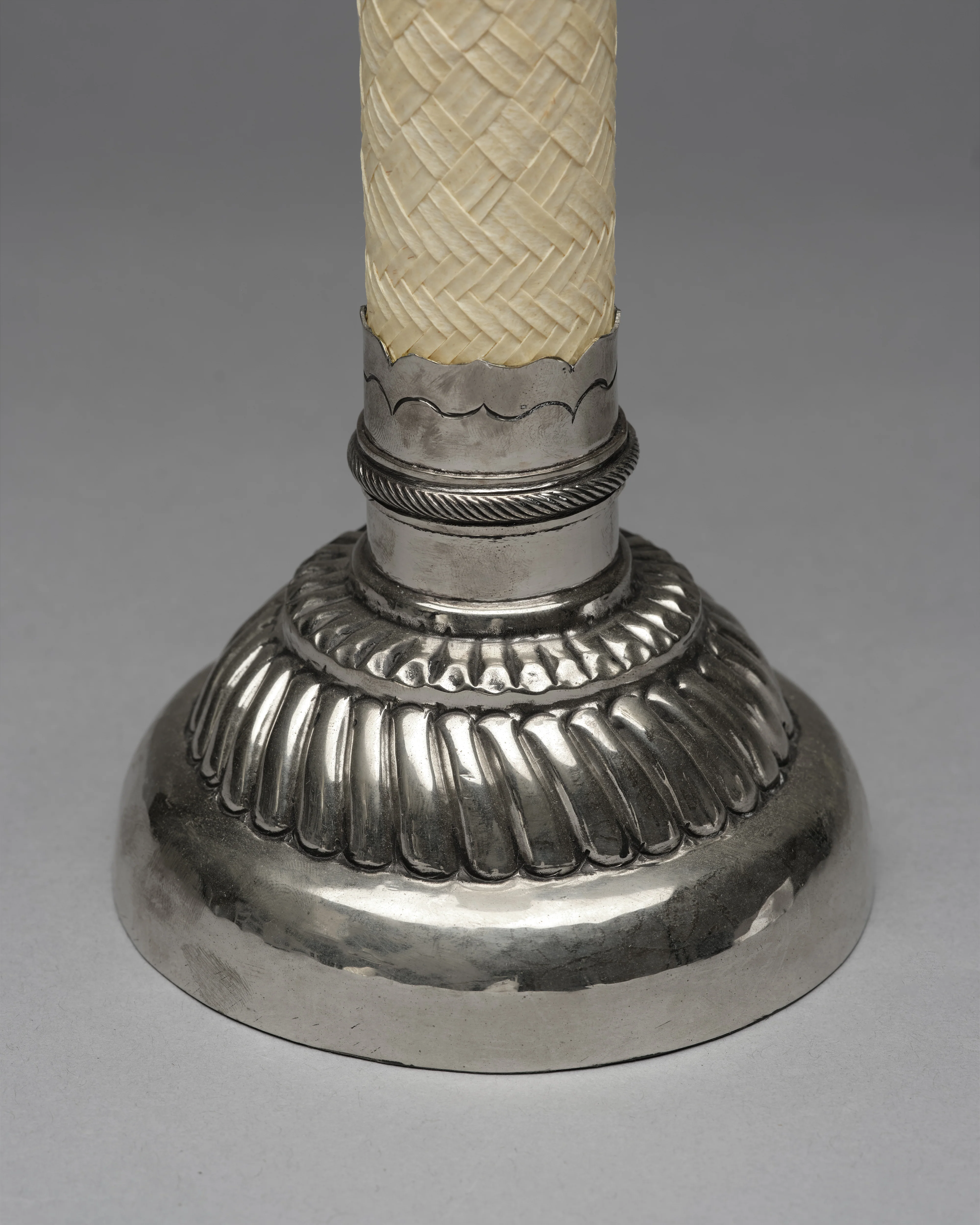 Silver and Leather Candlesticks, Pair - Image 3