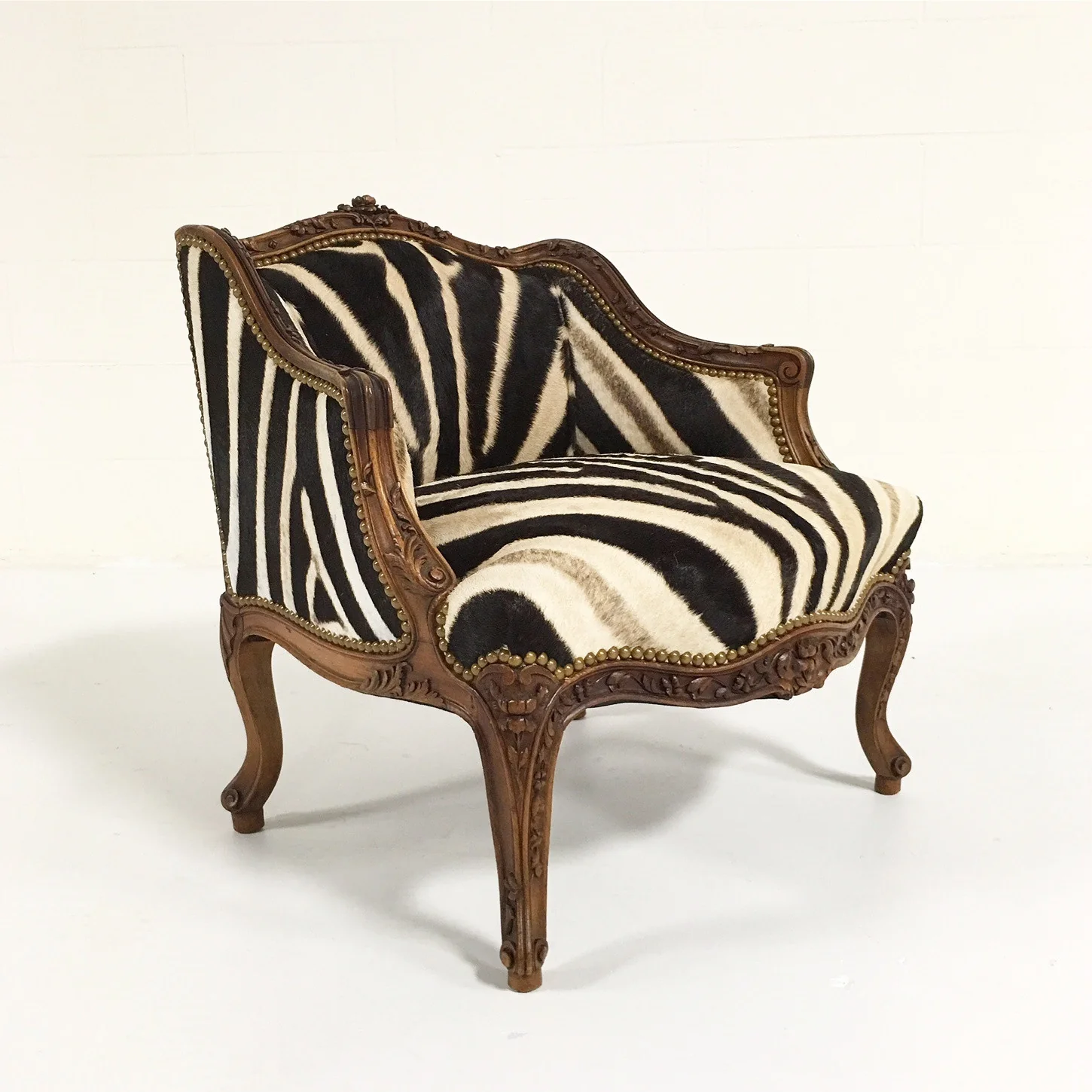 Small Antique Chair in Zebra Hide