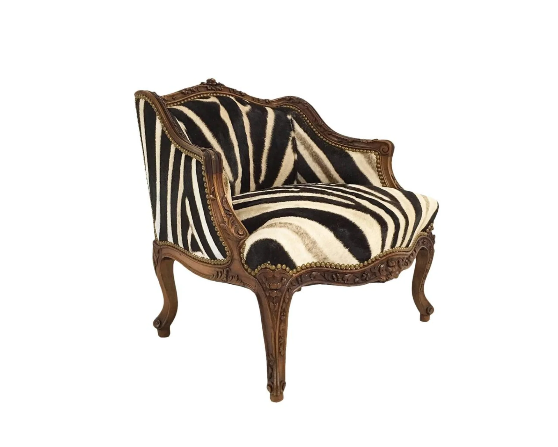 Small Antique Chair in Zebra Hide - Image 11