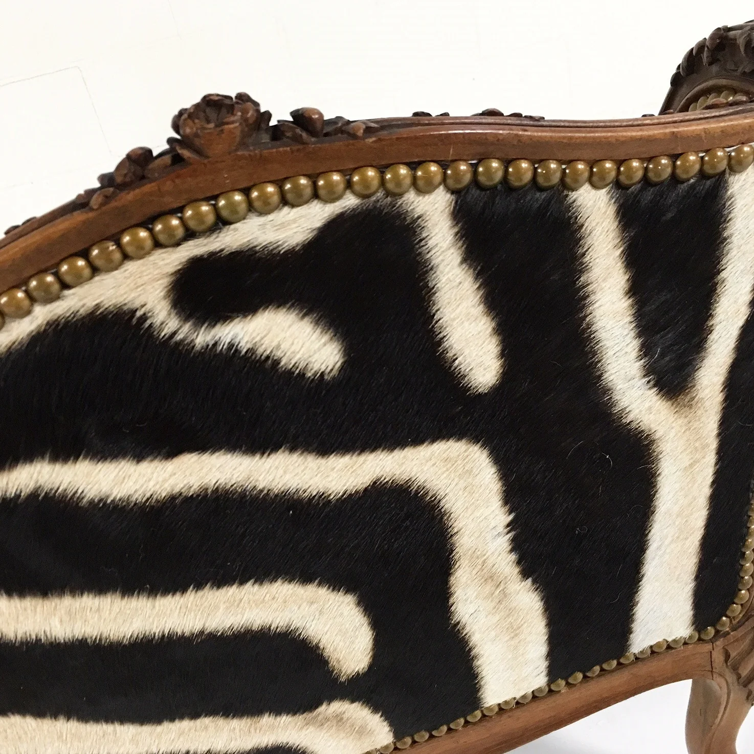 Small Antique Chair in Zebra Hide - Image 6