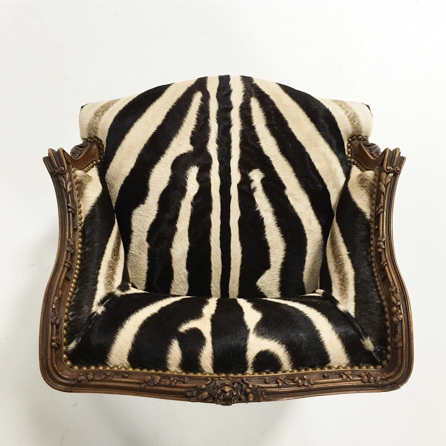 Small Antique Chair in Zebra Hide - Image 8