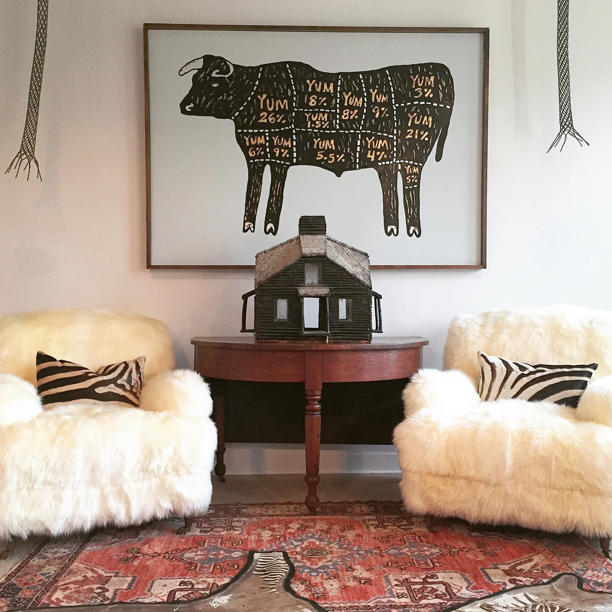 Armchairs in New Zealand Sheepskin, pair - Image 3
