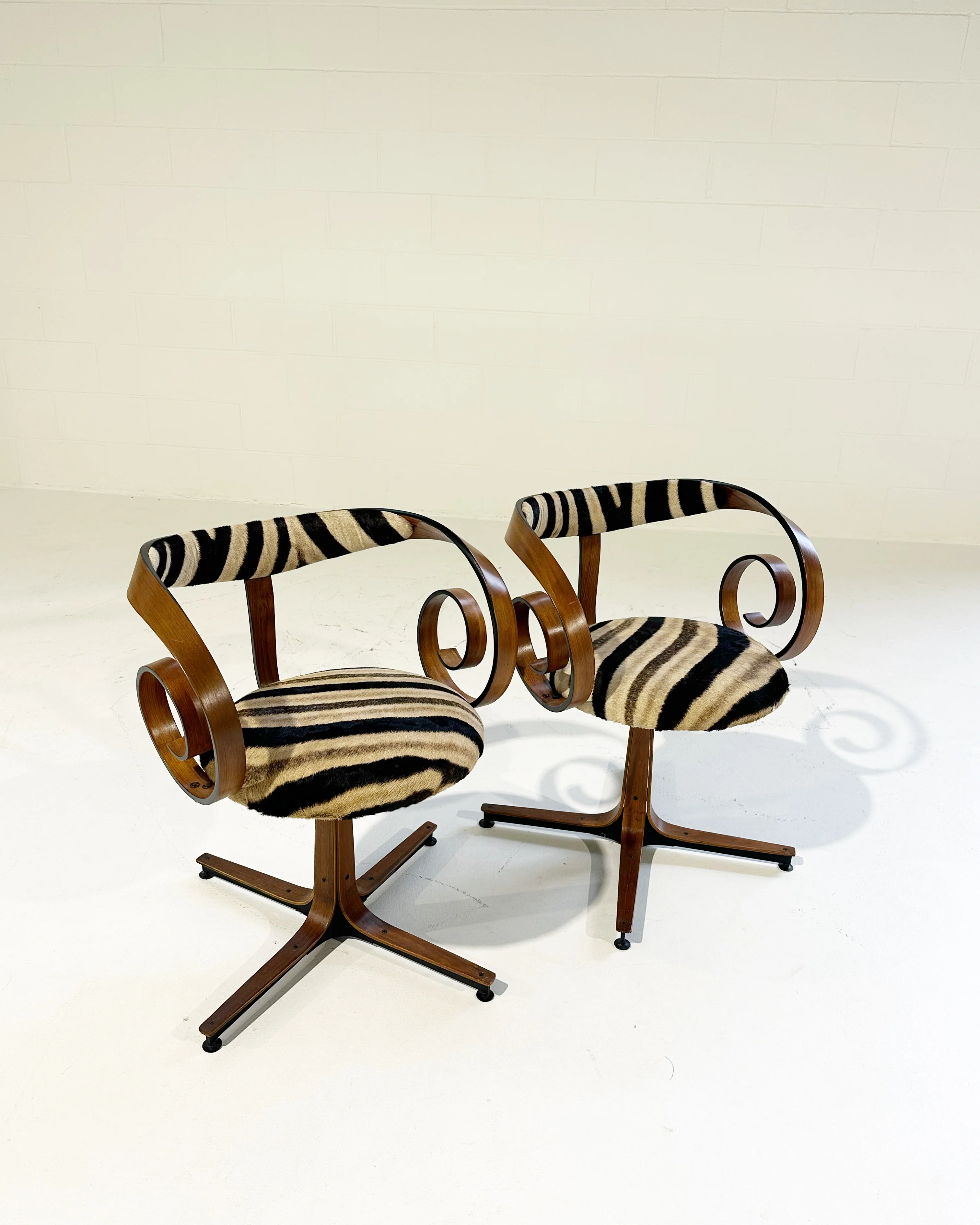 Sultana Chairs in Zebra Hide, Pair